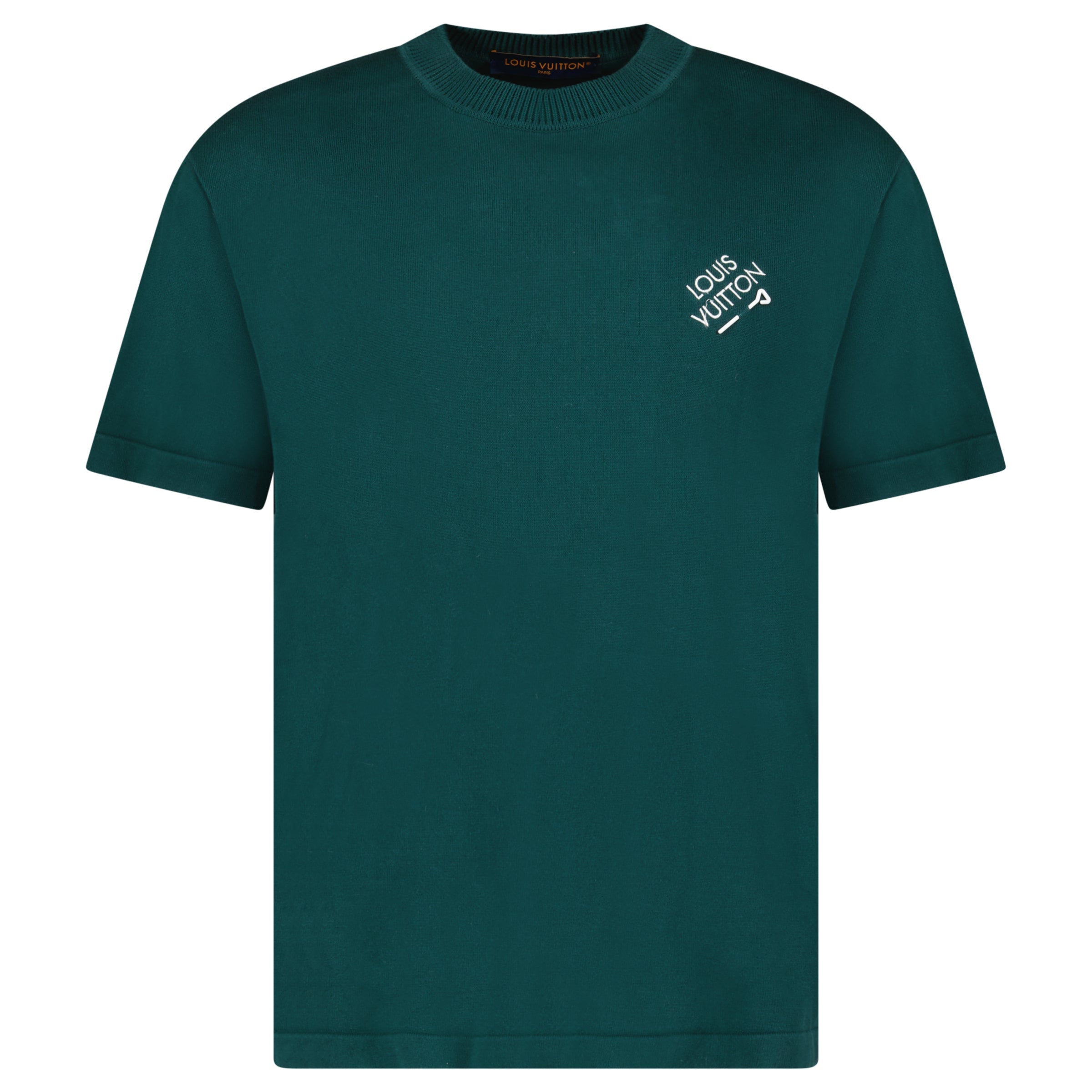LOUIS VUITTON SIGNATURE GREEN T SHIRT - LARGE (Fits Medium) - Affluent ArchivesUsed HIGH END DESIGNER CLOTHING