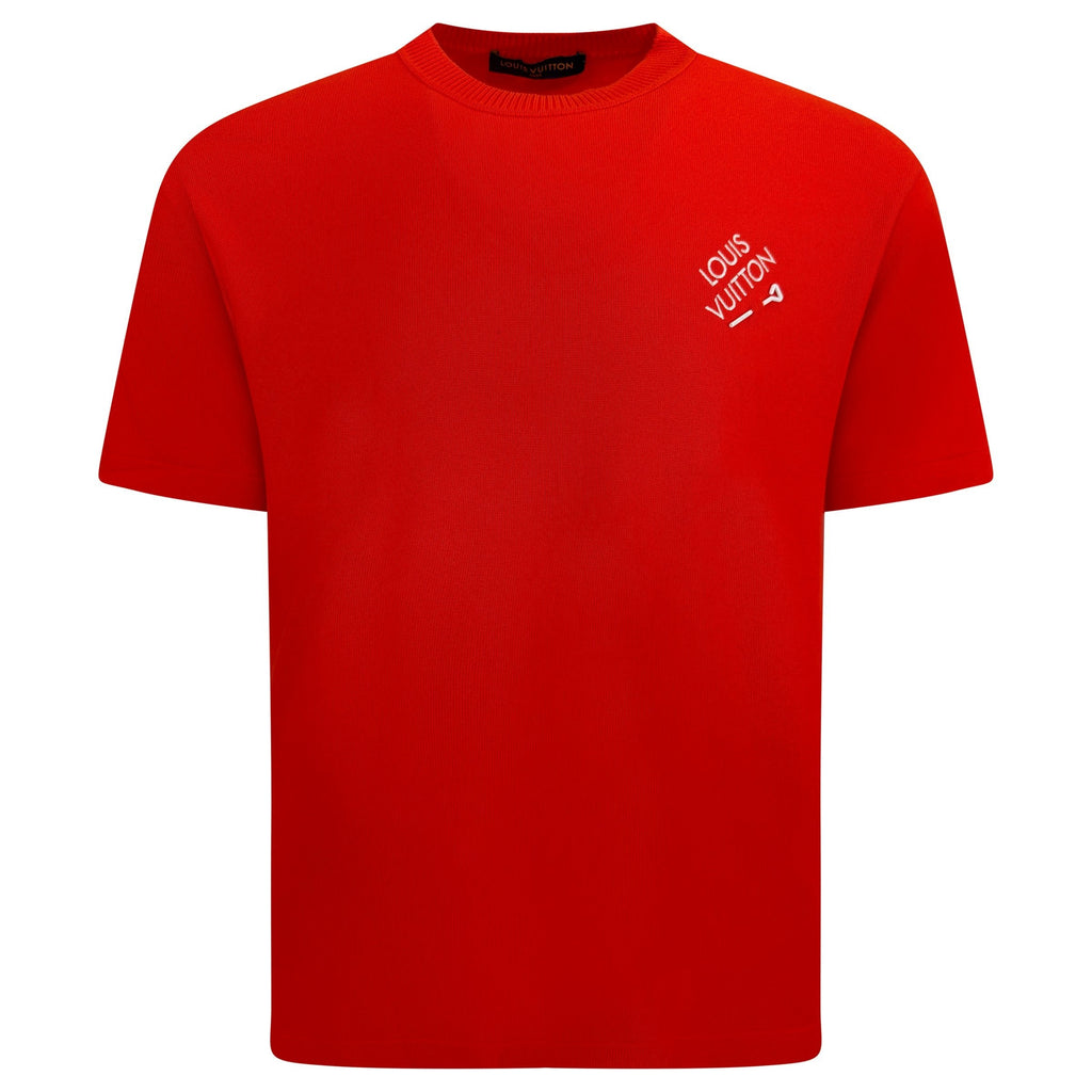 LOUIS VUITTON SIGNATURE RED T SHIRT - MEDIUM | PRE OWNED - Affluent ArchivesUsed HIGH END DESIGNER CLOTHING