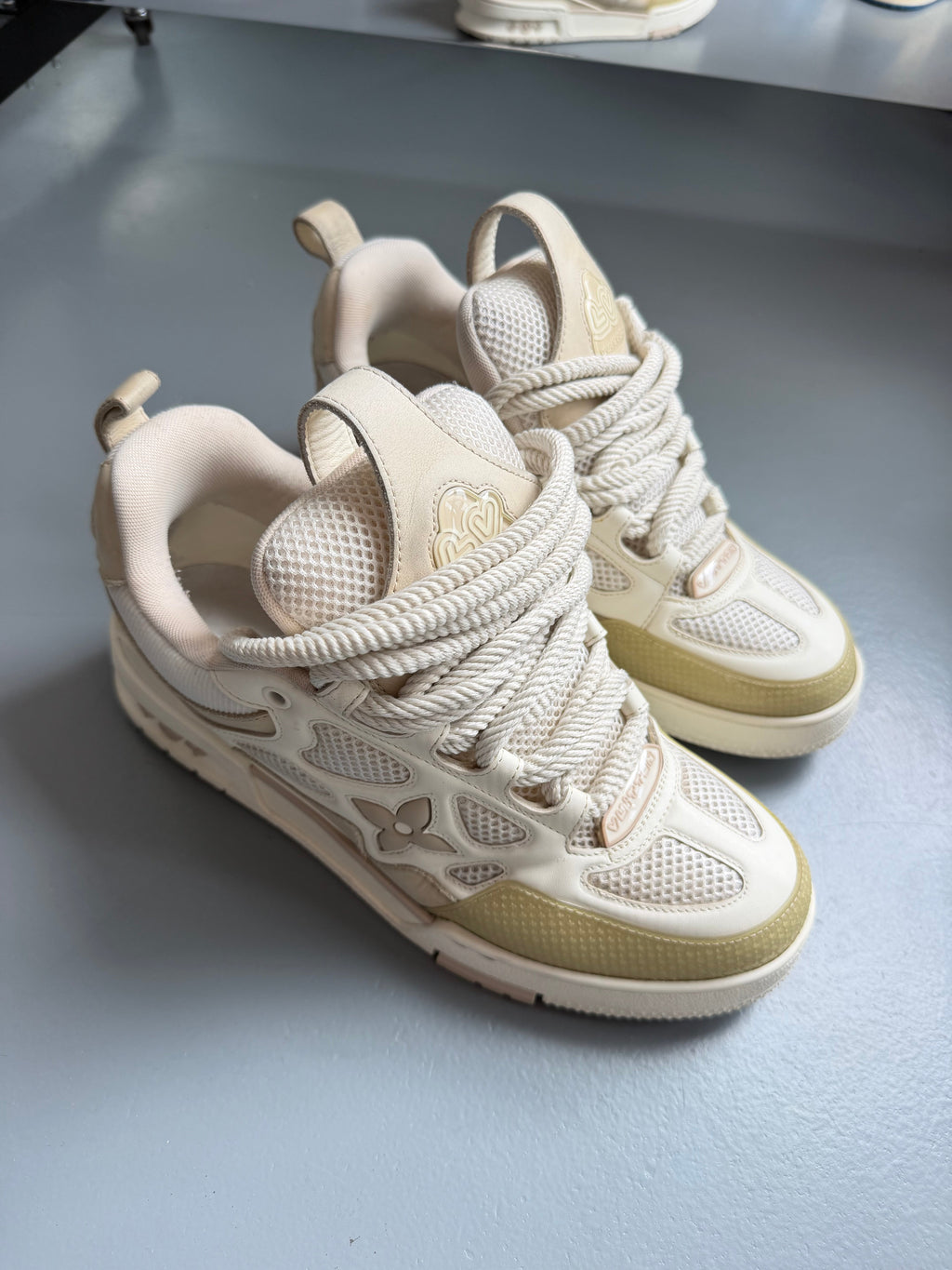 LOUIS VUITTON SKATE SNEAKER BEIGE - UK 7 (Fits 8)| PRE OWNED - Affluent ArchivesUsed HIGH END DESIGNER CLOTHING