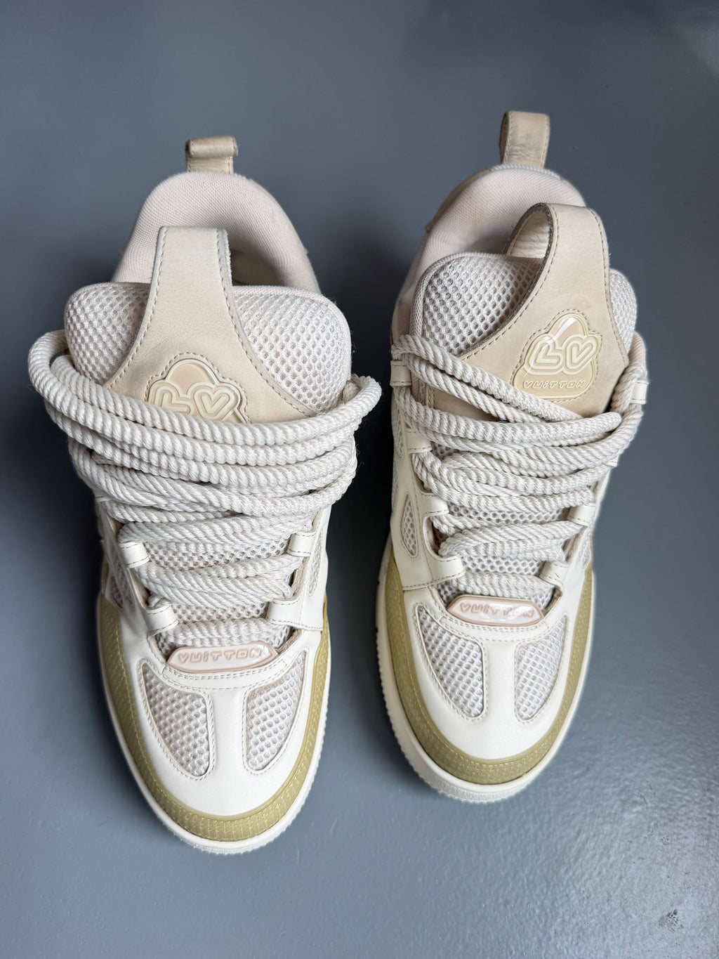 LOUIS VUITTON SKATE SNEAKER BEIGE - UK 7 (Fits 8)| PRE OWNED - Affluent ArchivesUsed HIGH END DESIGNER CLOTHING