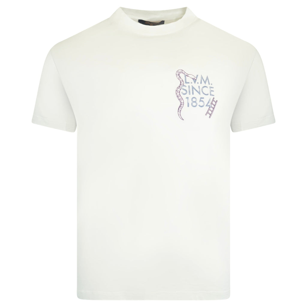 LOUIS VUITTON SNAKES & LADDER T SHIRT WHITE - MEDIUM | PRE OWNED - Affluent ArchivesUsed HIGH END DESIGNER CLOTHING