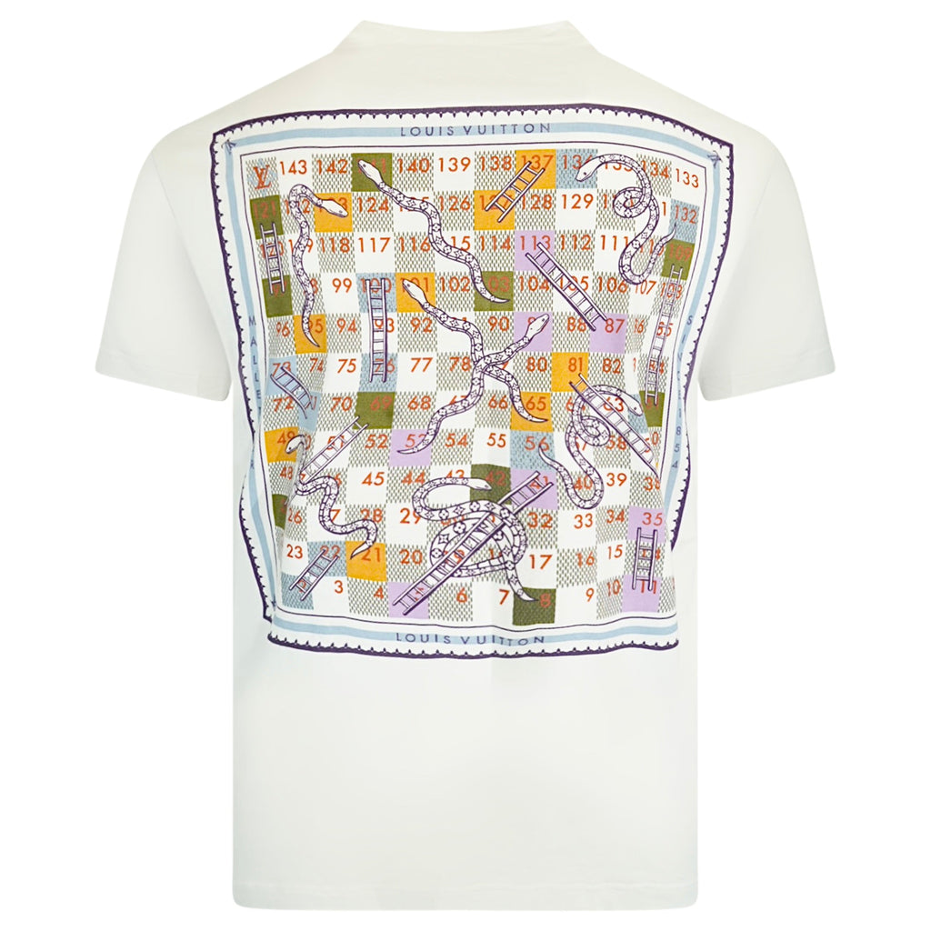LOUIS VUITTON SNAKES & LADDER T SHIRT WHITE - MEDIUM | PRE OWNED - Affluent ArchivesUsed HIGH END DESIGNER CLOTHING