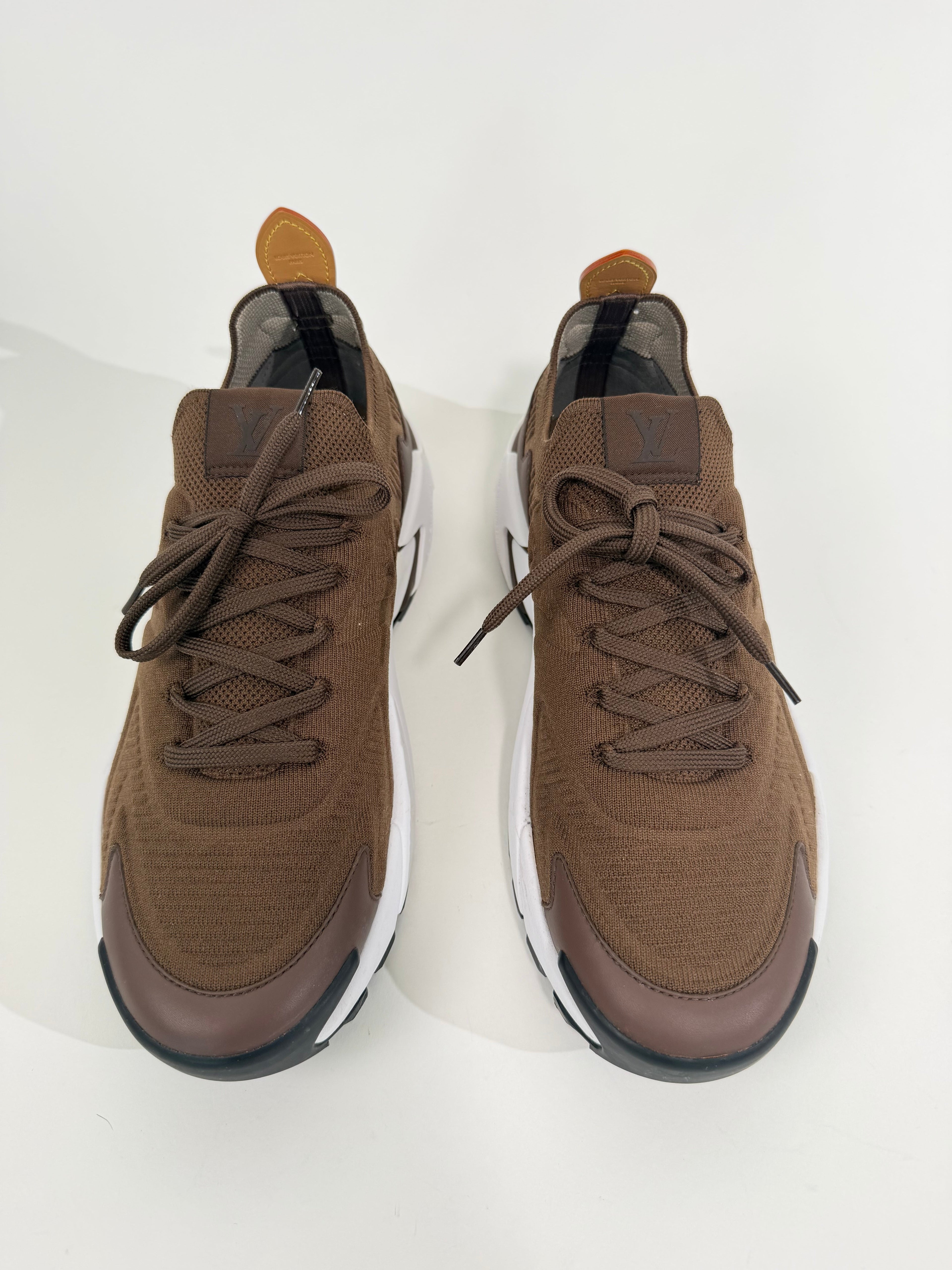 LOUIS VUITTON TATIC KNIT RUNNER TRAINER BROWN - UK 7 (Fits 8) | PRE OWNED - Affluent ArchivesUsed HIGH END DESIGNER CLOTHING