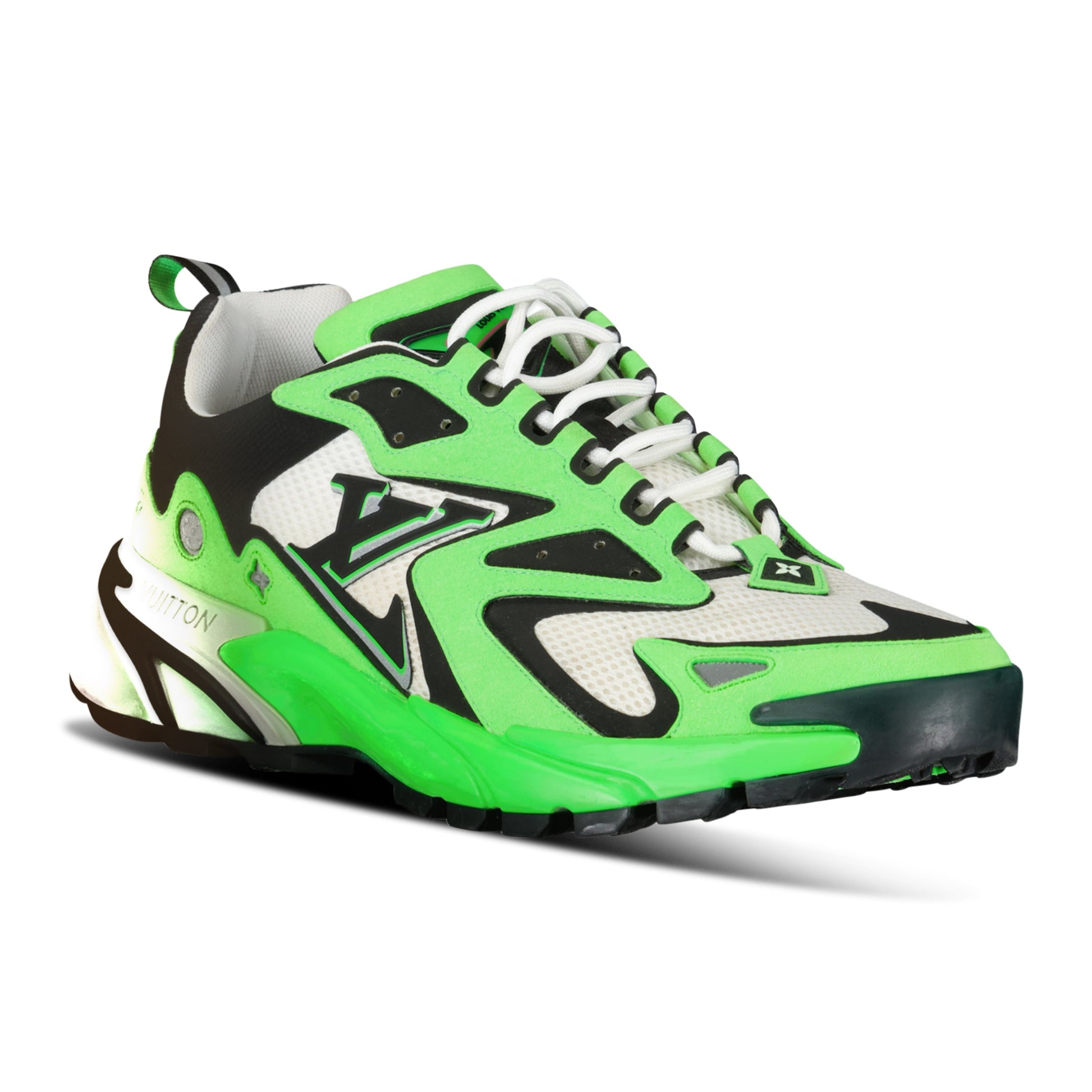 LOUIS VUITTON TATIC RUNNER TRAINER GREEN / WHITE UK 9 (Fit 10) - Affluent ArchivesUsed HIGH END DESIGNER CLOTHING