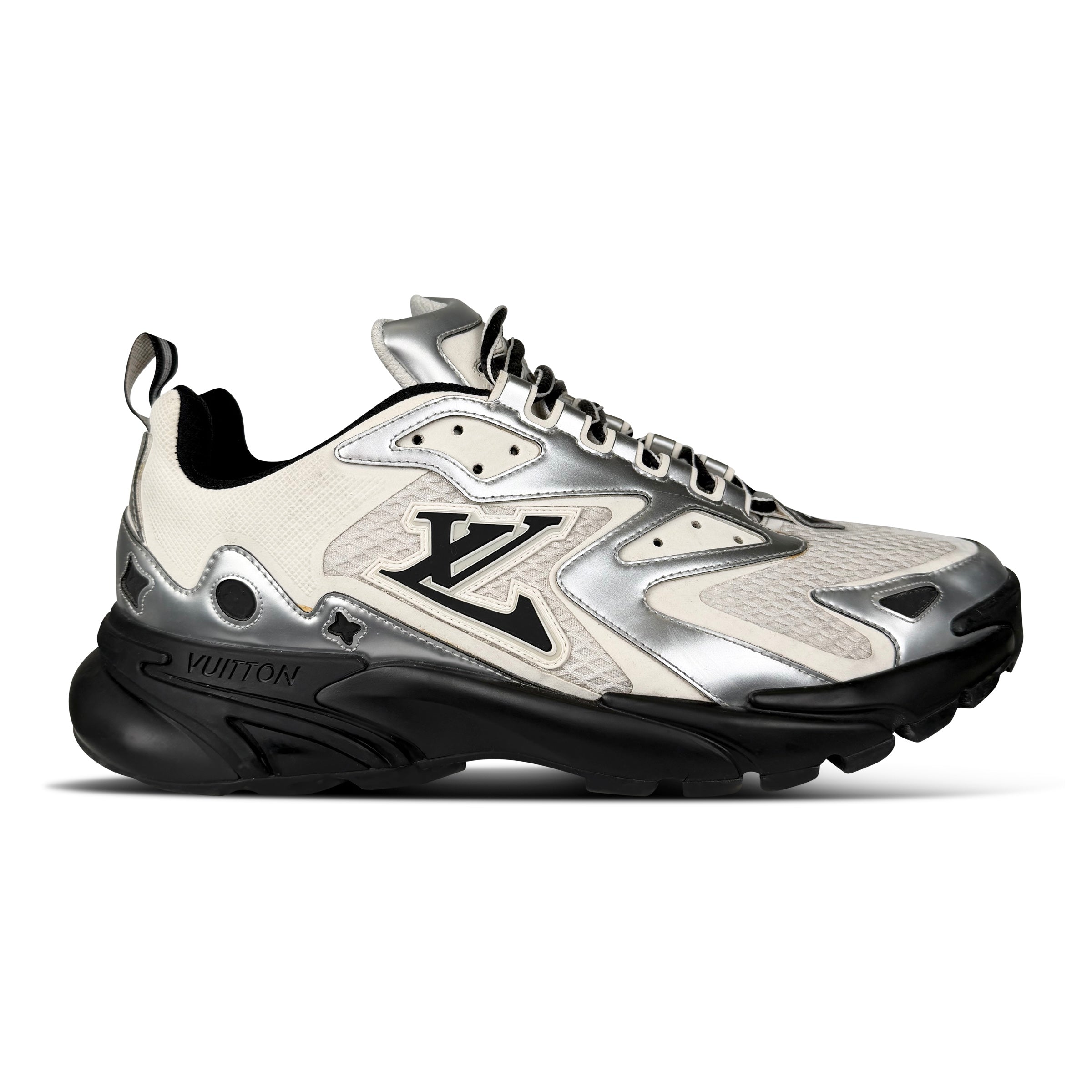 LOUIS VUITTON TATIC RUNNER TRAINER SILVER - UK 9 (Fits 10) - Affluent ArchivesUsed HIGH END DESIGNER CLOTHING