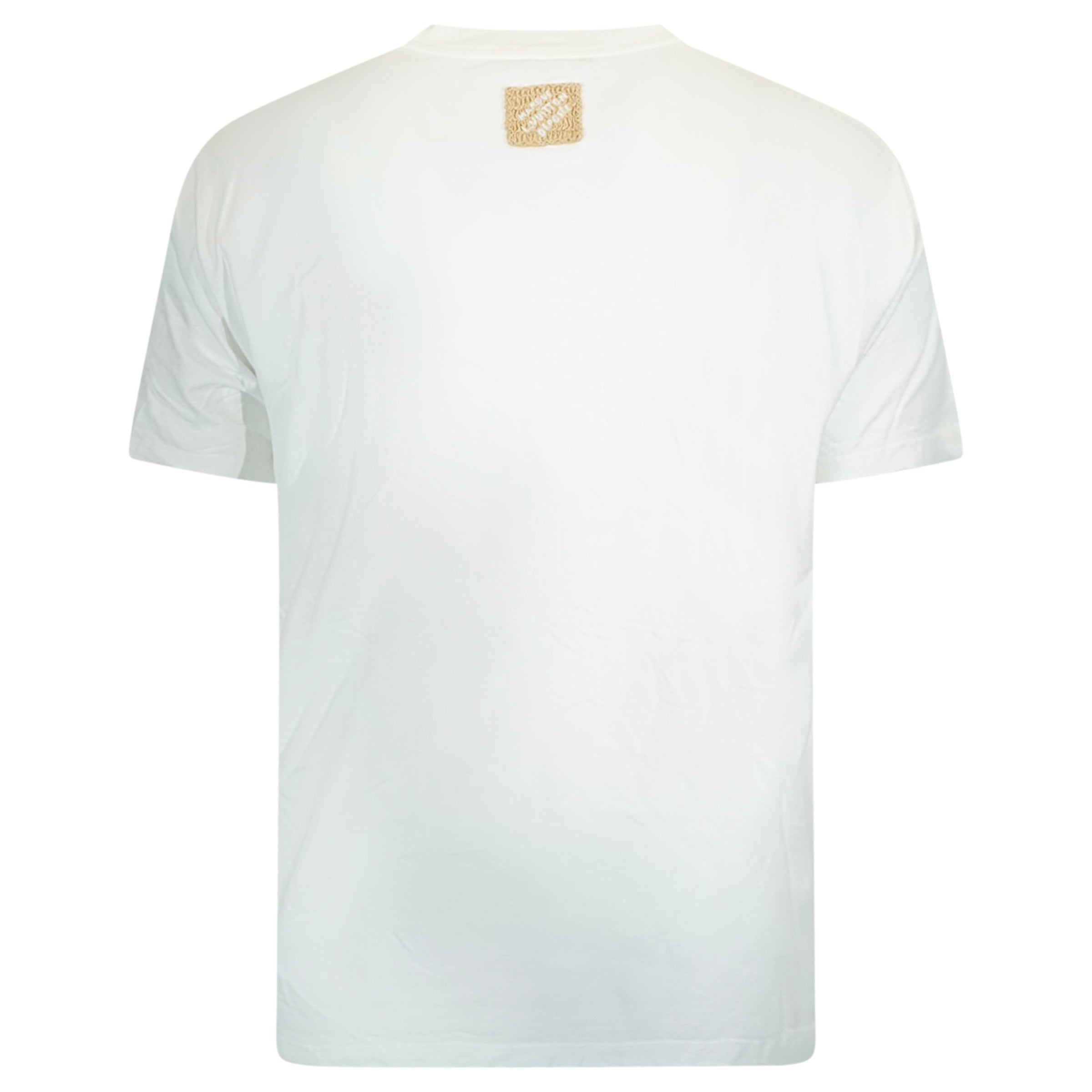 LOUIS VUITTON WHITE EMBROIDED T SHIRT - Fits XL | PRE OWNED - Affluent ArchivesUsed HIGH END DESIGNER CLOTHING