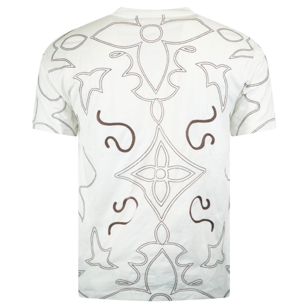 LOUIS VUITTON WHITE EMBROIDERED COTTON T SHIRT - LARGE | PRE OWNED - Affluent ArchivesUsed HIGH END DESIGNER CLOTHING