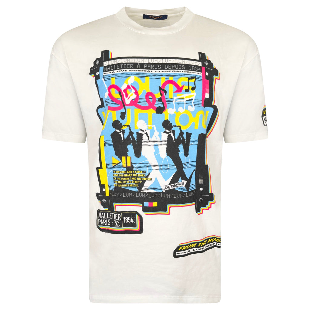 LOUIS VUITTON WHITE GRAPHIC T SHIRT - XXL (Fits XL) | PRE OWNED - Affluent ArchivesUsed HIGH END DESIGNER CLOTHING