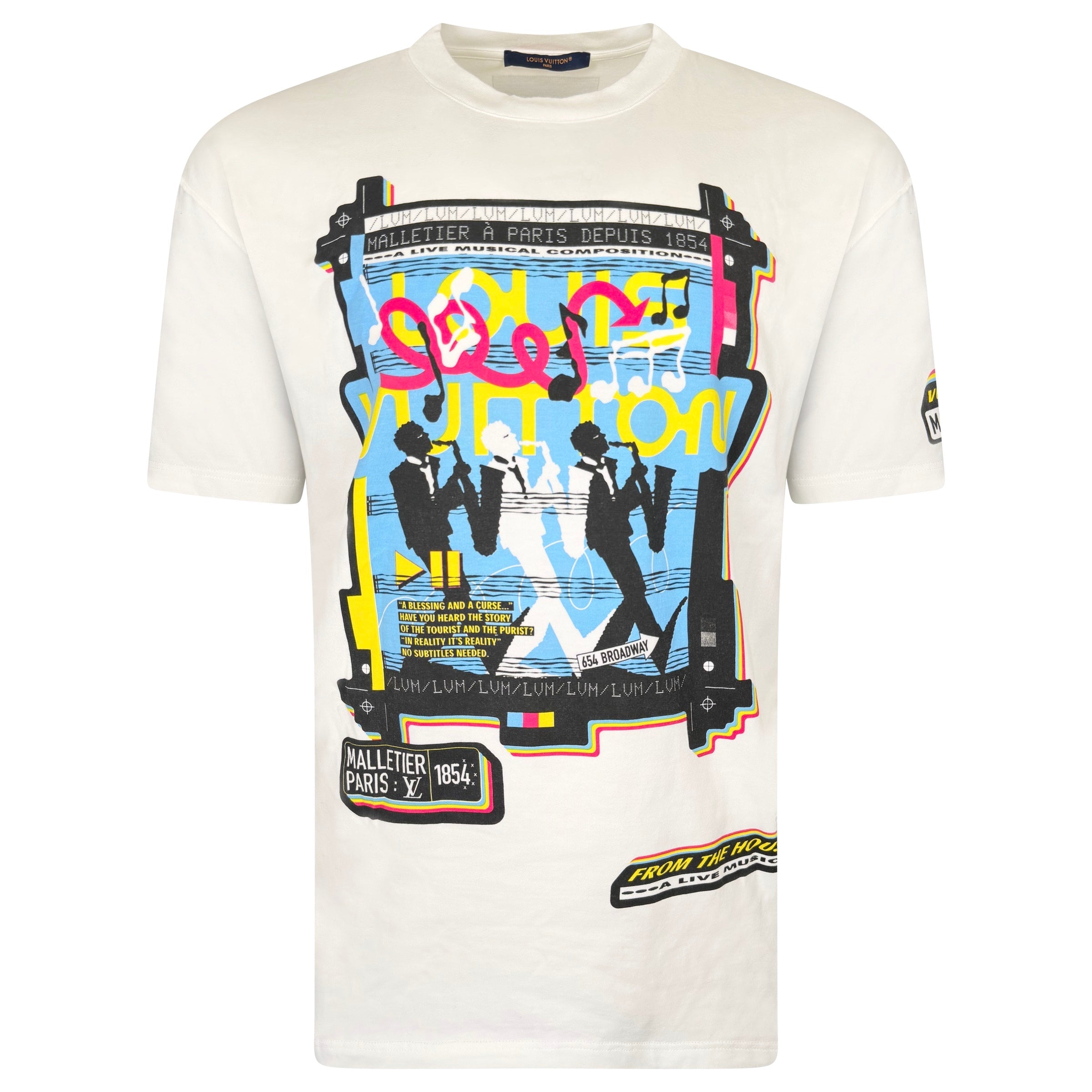 LOUIS VUITTON WHITE GRAPHIC T SHIRT - XXL (Fits XL) | PRE OWNED - Affluent ArchivesUsed HIGH END DESIGNER CLOTHING