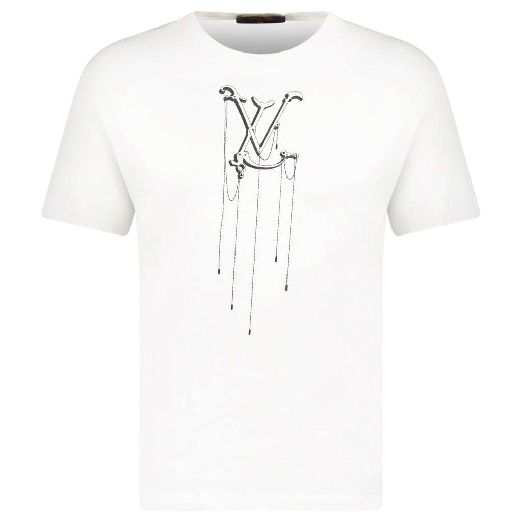 LOUIS VUITTON WHITE LV LOGO T SHIRT - SMALL (Fits M) - Affluent ArchivesUsed HIGH END DESIGNER CLOTHING