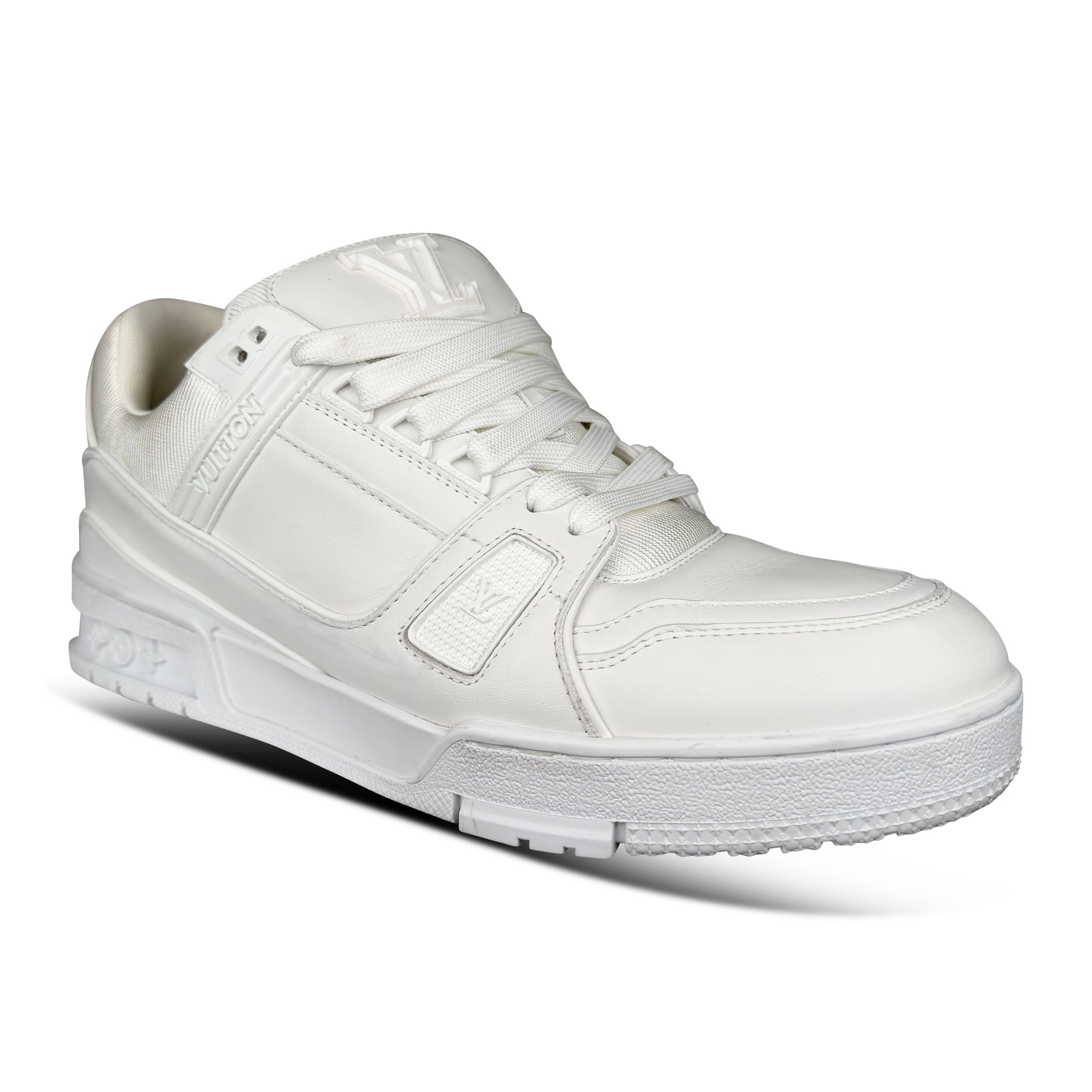 LOUIS VUITTON WHITE LV SNEAKER - UK 6.5 (Fits 7.5) - Affluent ArchivesUsed HIGH END DESIGNER CLOTHING