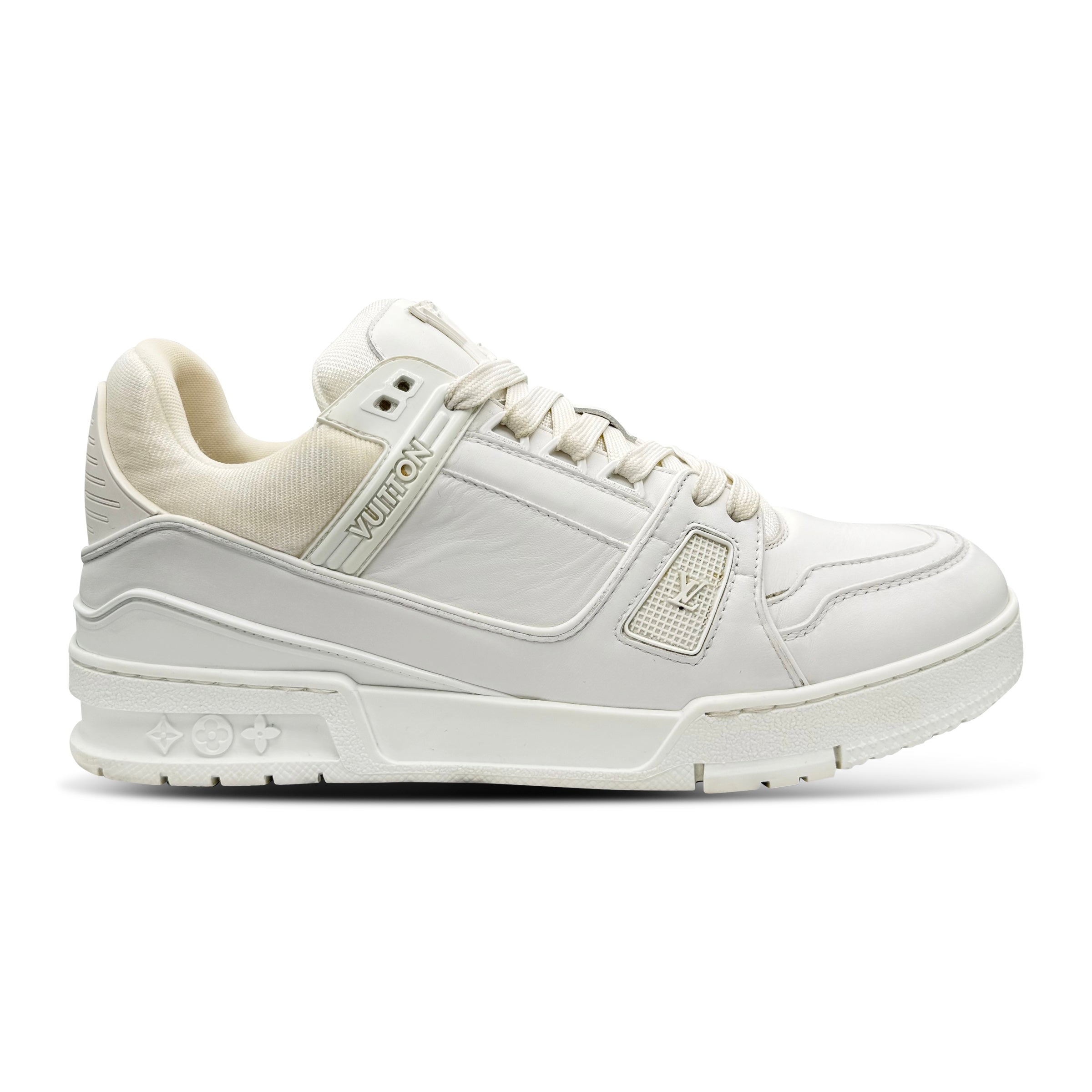LOUIS VUITTON WHITE LV SNEAKER - UK 7.5 (Fit 8.5) - Affluent ArchivesUsed HIGH END DESIGNER CLOTHING