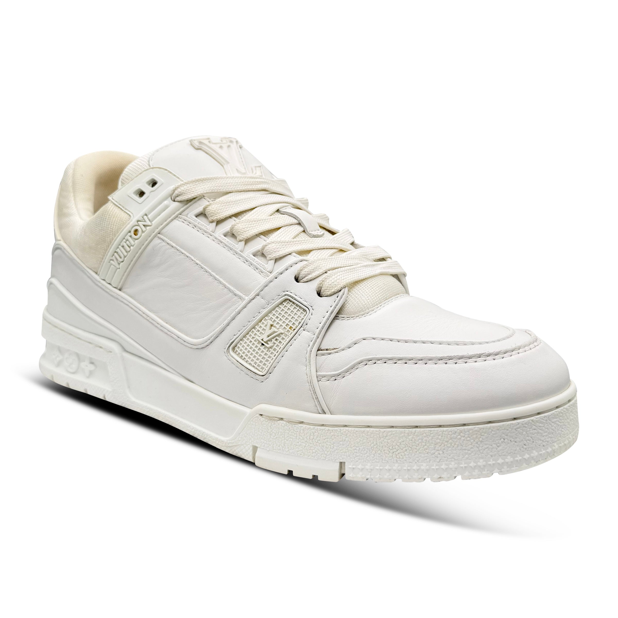 LOUIS VUITTON WHITE LV SNEAKER - UK 7.5 (Fit 8.5) - Affluent ArchivesUsed HIGH END DESIGNER CLOTHING