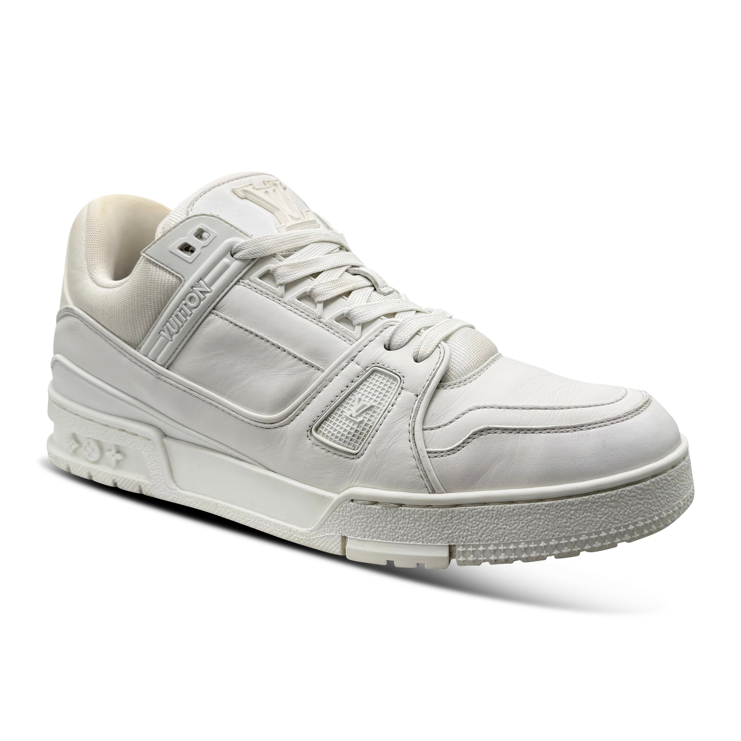 LOUIS VUITTON WHITE LV SNEAKER - UK 8 (Fit 9) - Affluent ArchivesUsed HIGH END DESIGNER CLOTHING