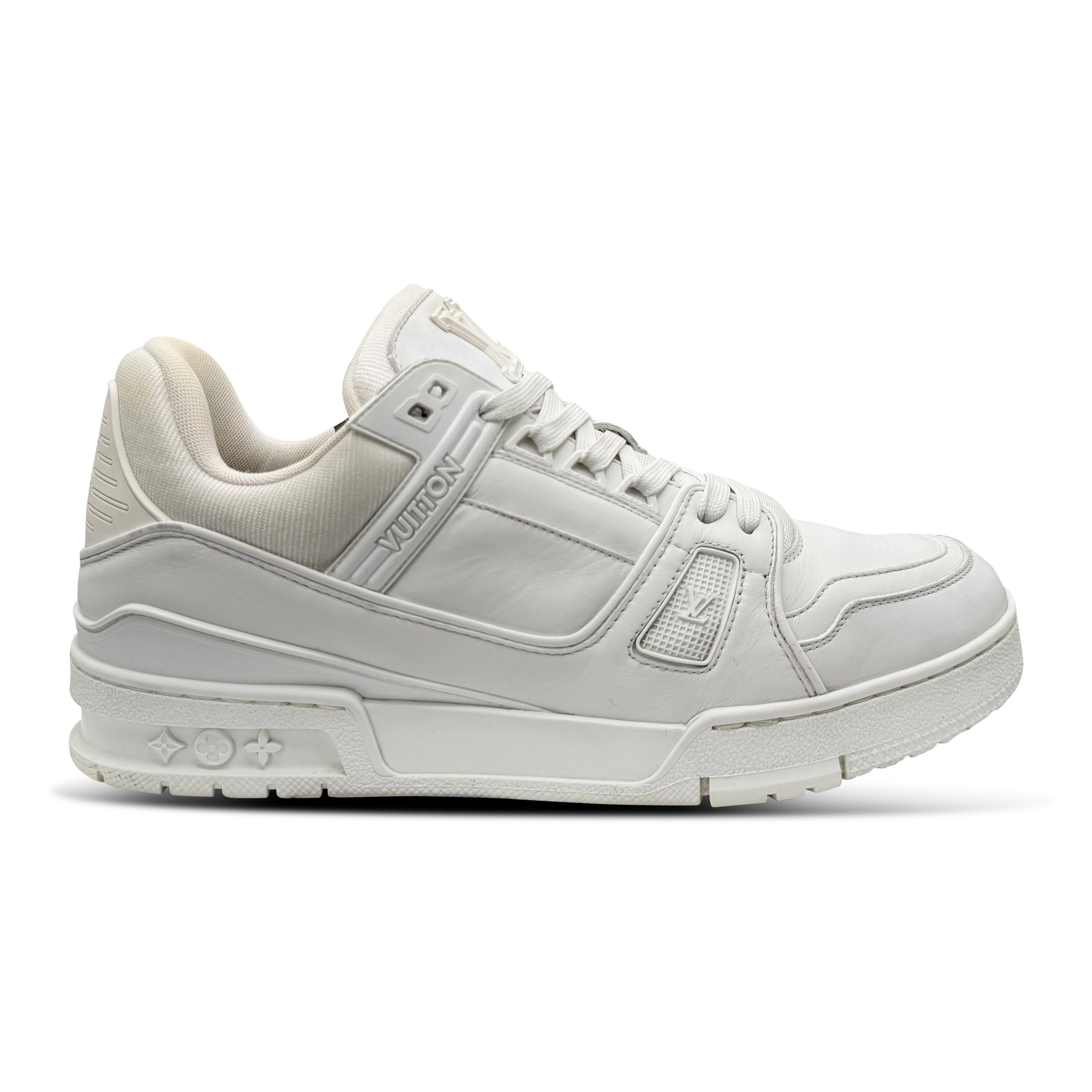 LOUIS VUITTON WHITE LV SNEAKER - UK 8 (Fit 9) - Affluent ArchivesUsed HIGH END DESIGNER CLOTHING