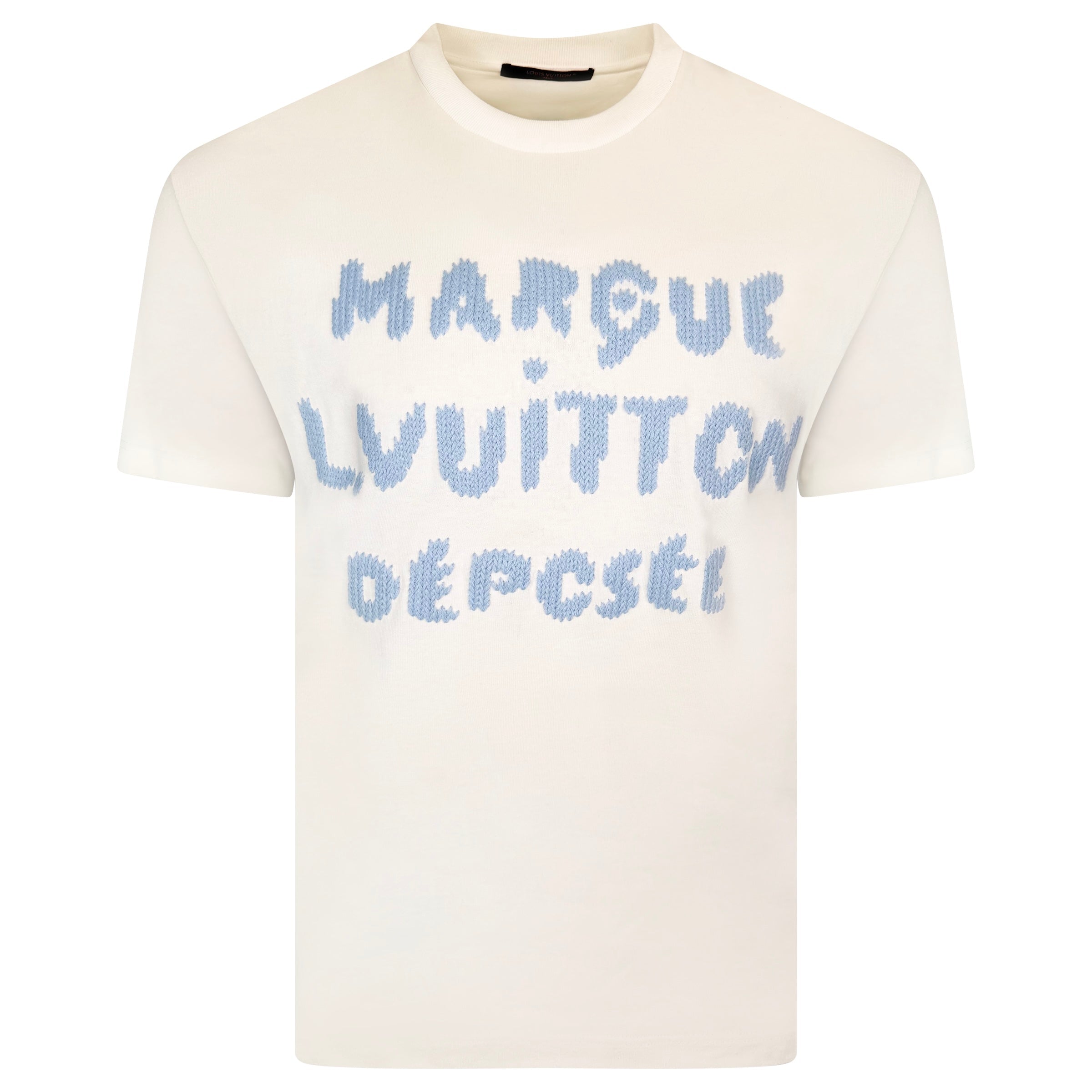 LOUIS VUITTON WHITE MARQUE DEPOSEE T SHIRT - LARGE | PRE OWNED - Affluent ArchivesUsed HIGH END DESIGNER CLOTHING