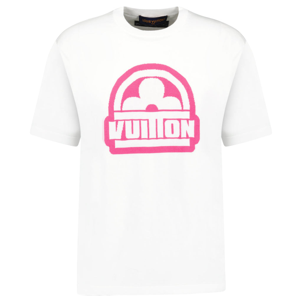 LOUIS VUITTON WHITE / PINK FLOWER COTTON T SHIRT - LARGE - Affluent ArchivesUsed HIGH END DESIGNER CLOTHING