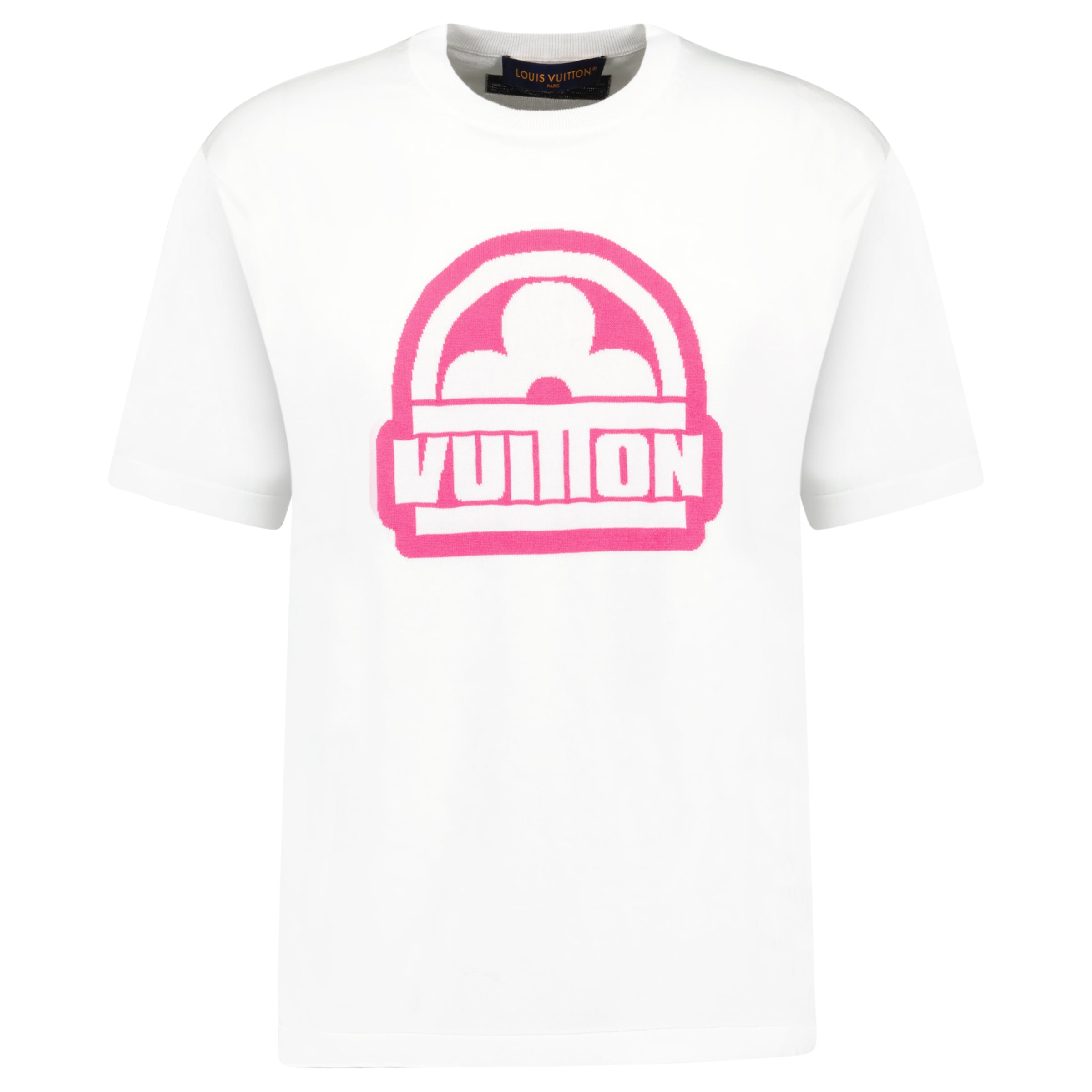 LOUIS VUITTON WHITE / PINK FLOWER COTTON T SHIRT - LARGE - Affluent ArchivesUsed HIGH END DESIGNER CLOTHING
