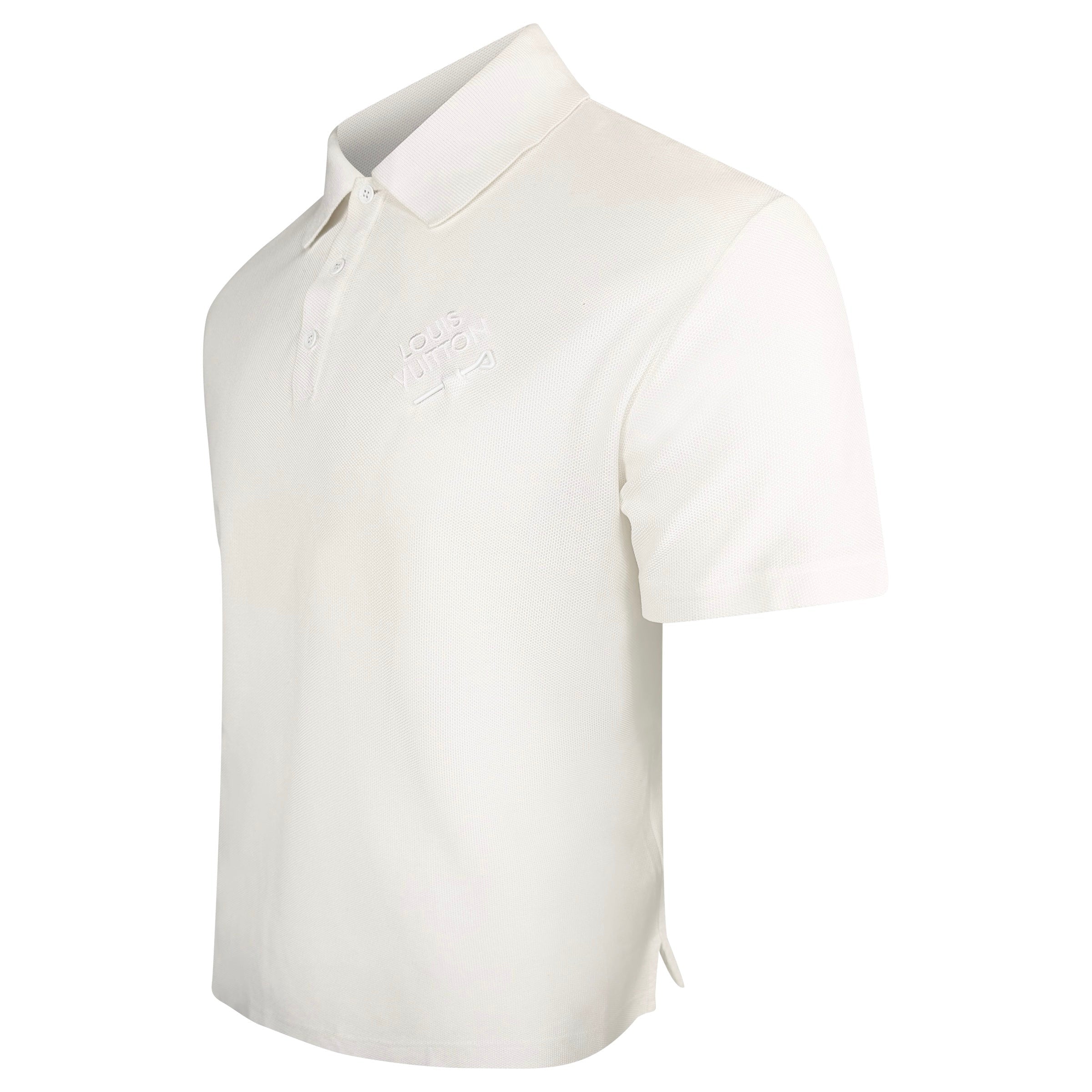 LOUIS VUITTON WHITE SIGNATURE PIN POLO - MEDIUM | PRE OWNED - Affluent ArchivesUsed HIGH END DESIGNER CLOTHING