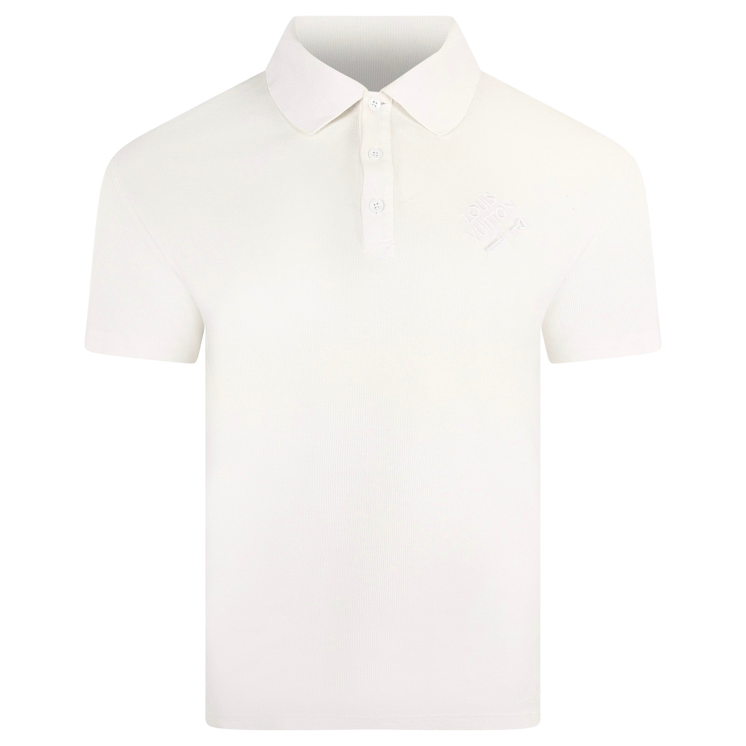 LOUIS VUITTON WHITE SIGNATURE PIN POLO - MEDIUM | PRE OWNED - Affluent ArchivesUsed HIGH END DESIGNER CLOTHING