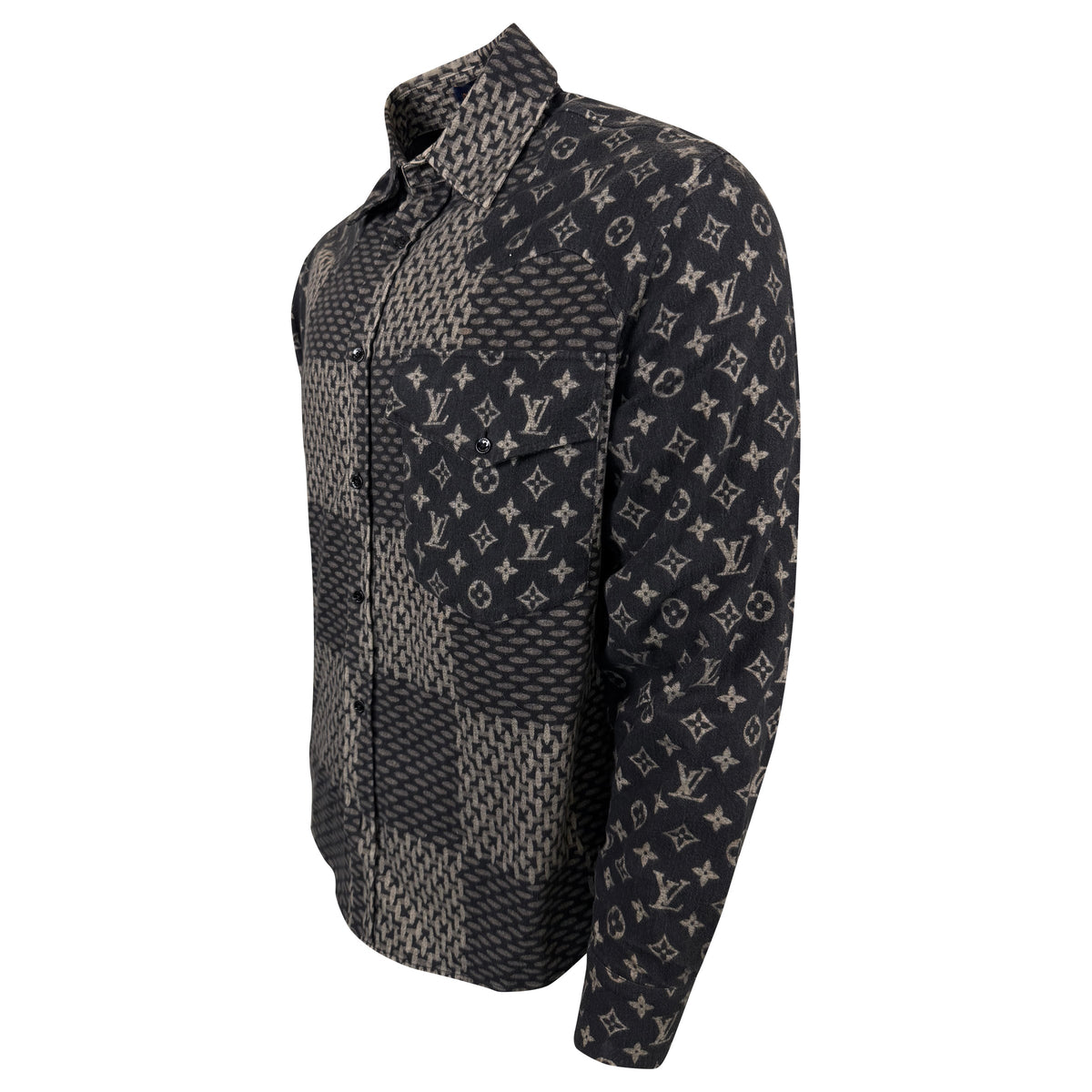 LOUIS VUITTON X NIGO MONOGRAM SHIRT - SMALL (Fits Large) | PRE OWNED - Affluent ArchivesUsed HIGH END DESIGNER CLOTHING