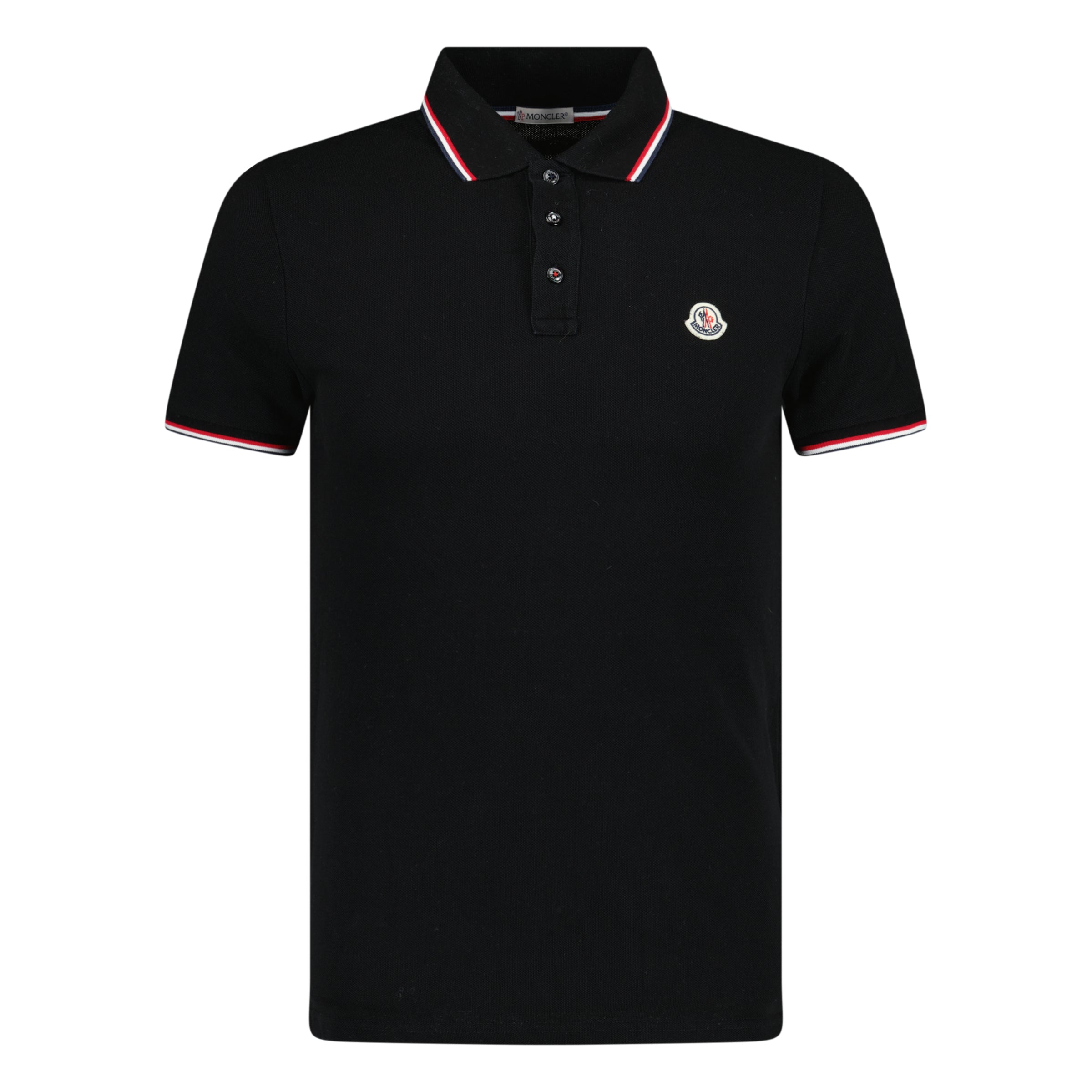 MONCLER BADGE POLO BLACK - LARGE (Fits M) - Affluent ArchivesUsed HIGH END DESIGNER CLOTHING