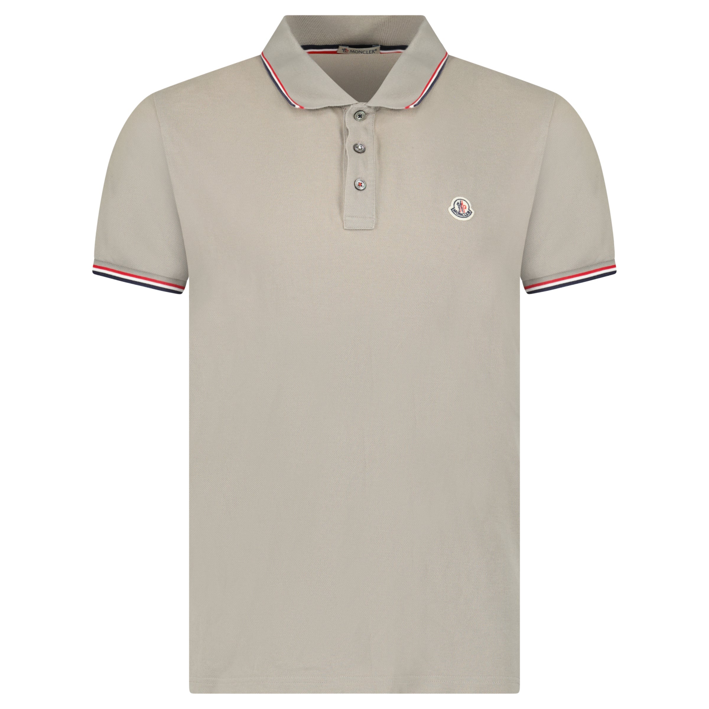 MONCLER BEIGE BADGE POLO - XL - Affluent ArchivesUsed HIGH END DESIGNER CLOTHING