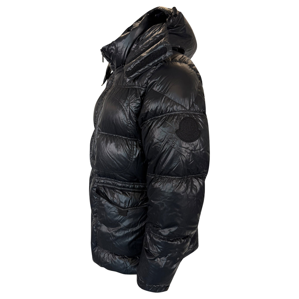 MONCLER GENUIS 2 BLACK DOWN TETHYS JACKET - SIZE 5 (XL) - Affluent ArchivesUsed HIGH END DESIGNER CLOTHING