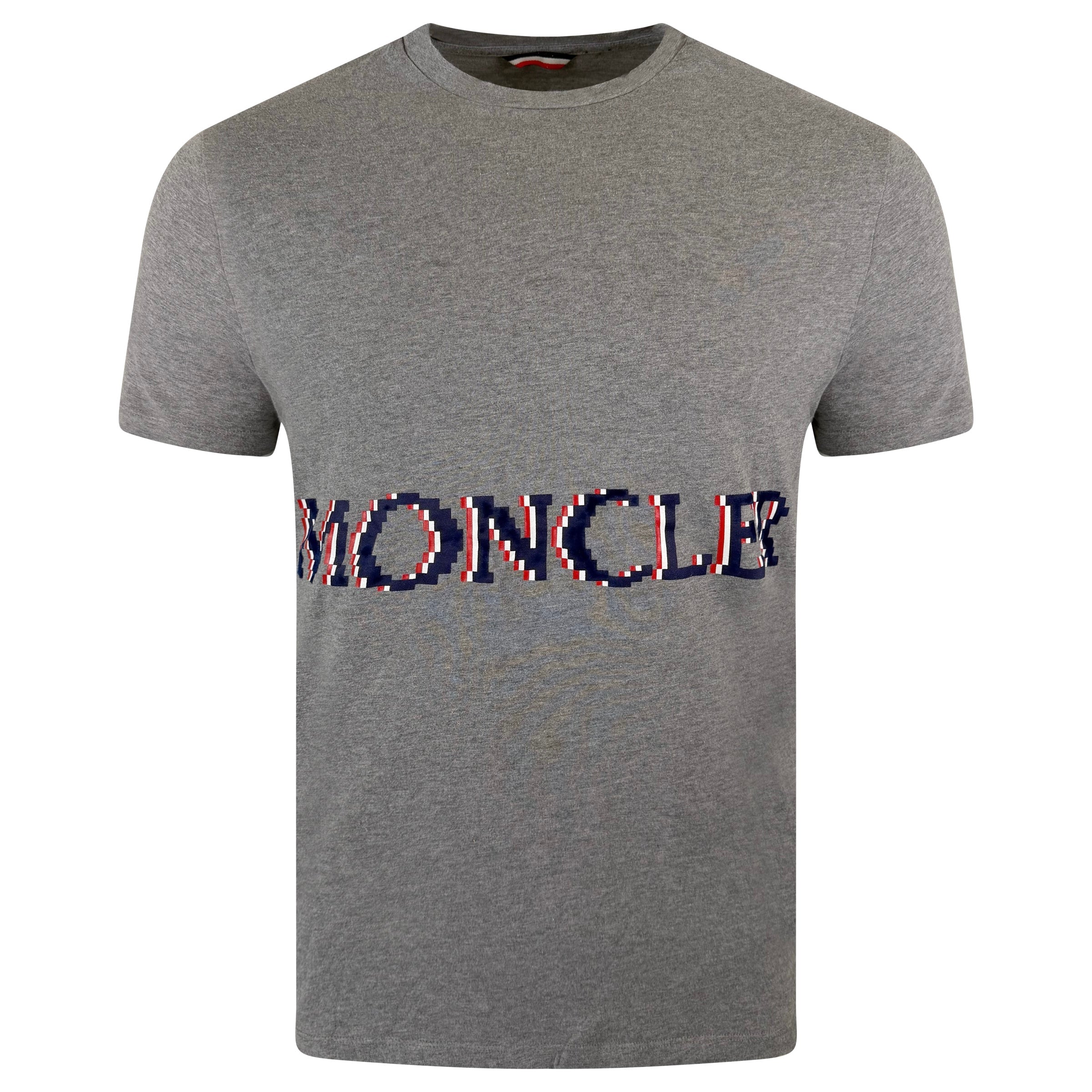 MONCLER GREY LOGO T SHIRT - LARGE - Affluent ArchivesUsed HIGH END DESIGNER CLOTHING