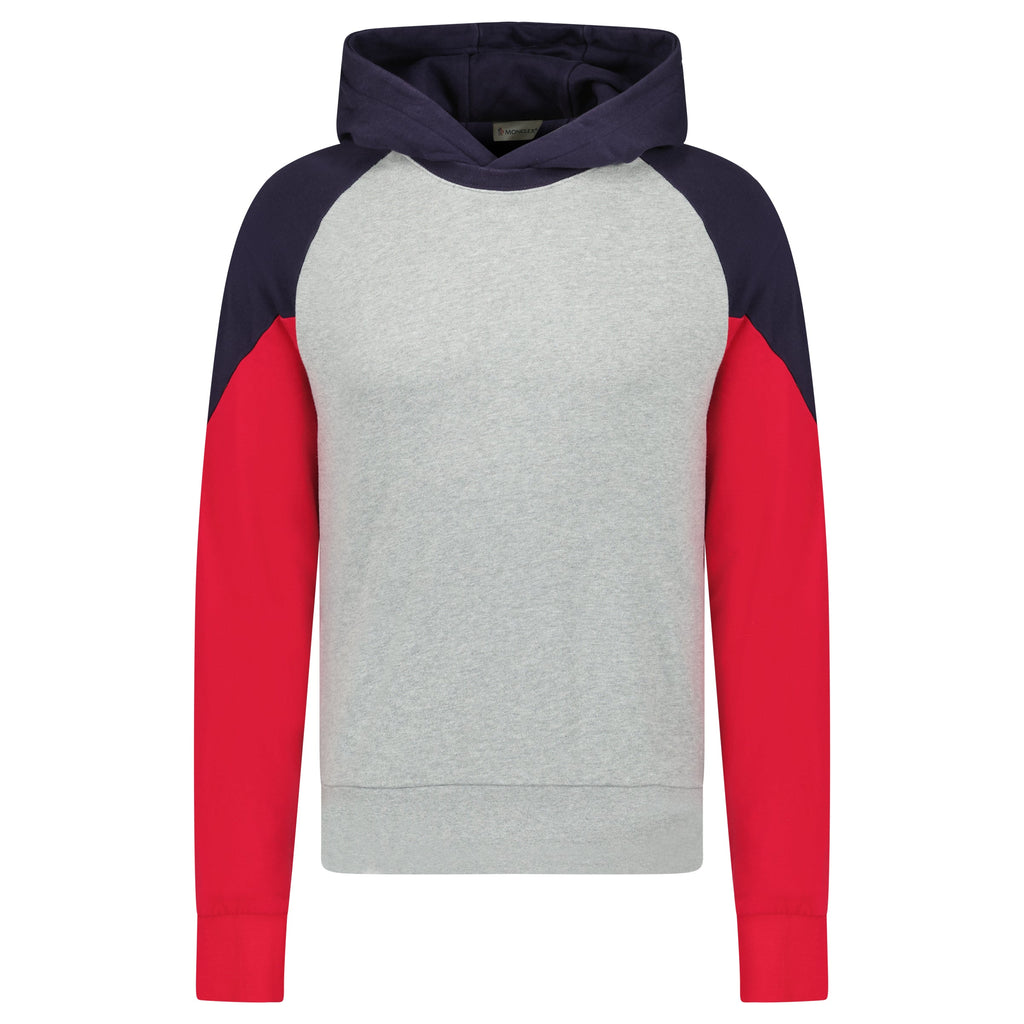 MONCLER GREY PULL OVER HOODIE - XL (Fits L) - Affluent ArchivesUsed HIGH END DESIGNER CLOTHING