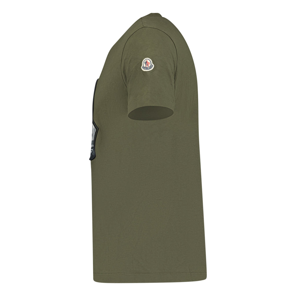 MONCLER KHAKI LOGO T SHIRT - LARGE - affluentarchivesUsed HIGH END DESIGNER CLOTHING