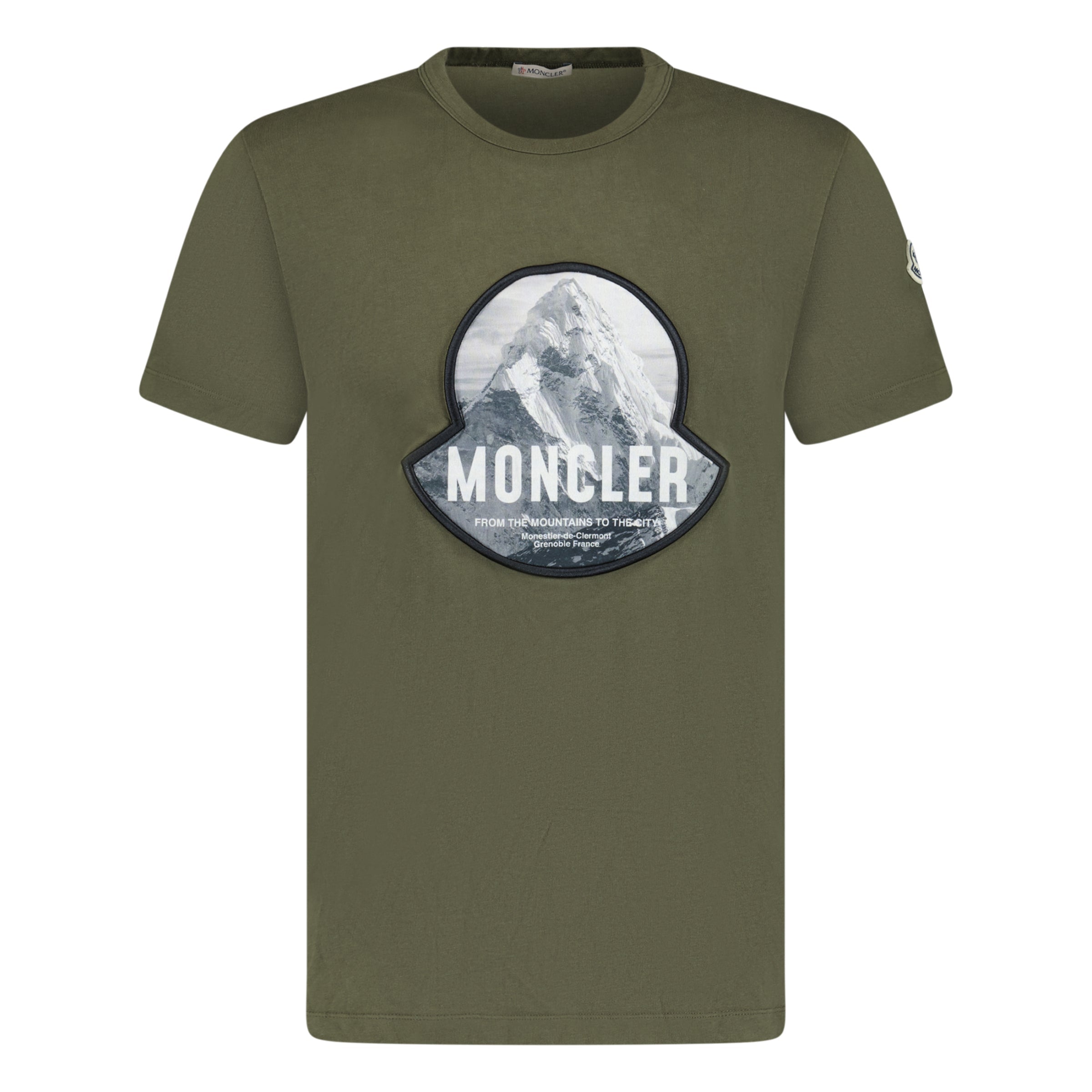 MONCLER KHAKI LOGO T SHIRT - LARGE - affluentarchivesUsed HIGH END DESIGNER CLOTHING
