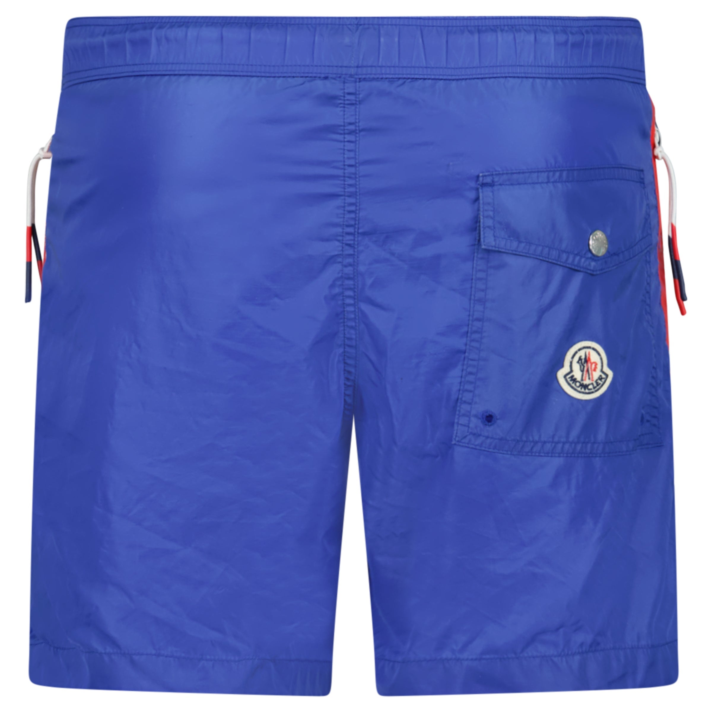 MONCLER LOGO SWIM SHORTS BLUE - SMALL | PRE OWNED - Affluent ArchivesUsed HIGH END DESIGNER CLOTHING