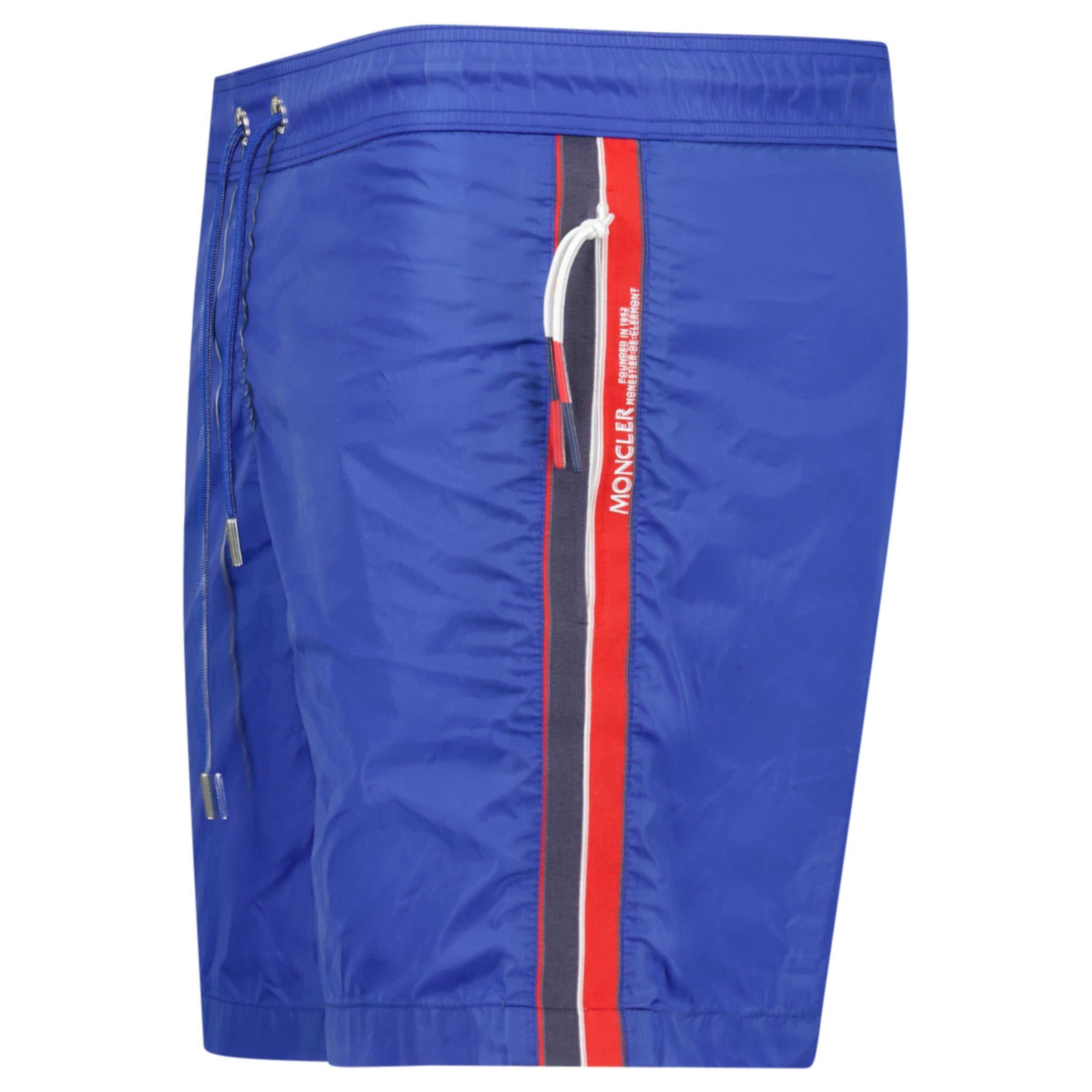 MONCLER LOGO SWIM SHORTS BLUE - SMALL | PRE OWNED - Affluent ArchivesUsed HIGH END DESIGNER CLOTHING