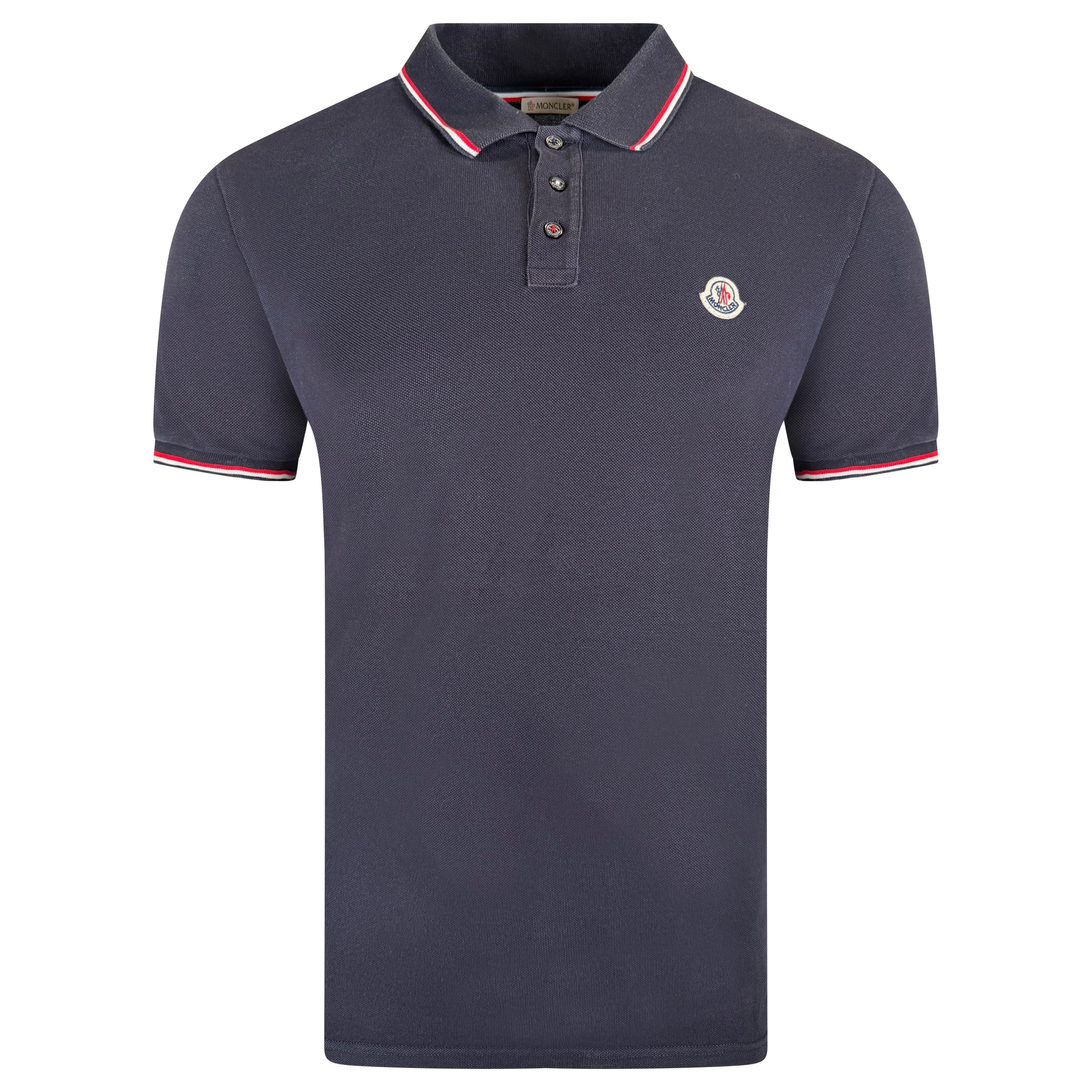 MONCLER NAVY BADGE POLO - LARGE (Fits M) - Affluent ArchivesUsed HIGH END DESIGNER CLOTHING