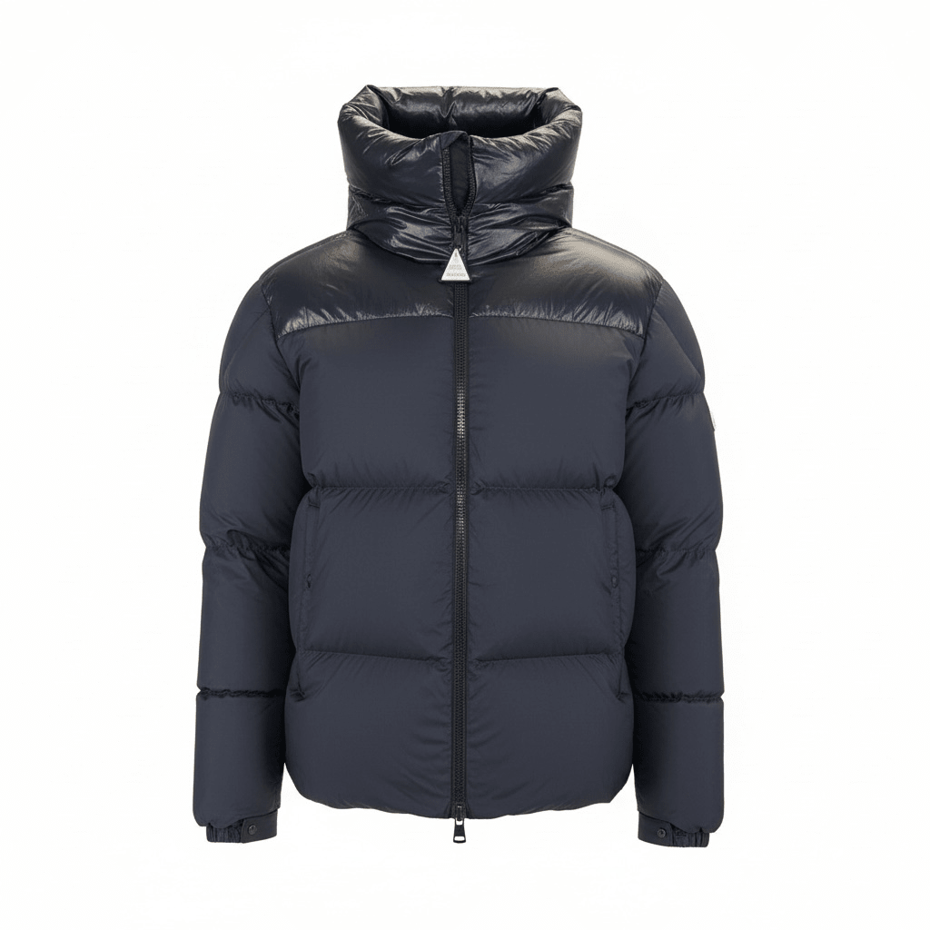 MONCLER NAVY DAMAVAND JACKET - SIZE 6 (Fits XL) - Affluent ArchivesUsed HIGH END DESIGNER CLOTHING