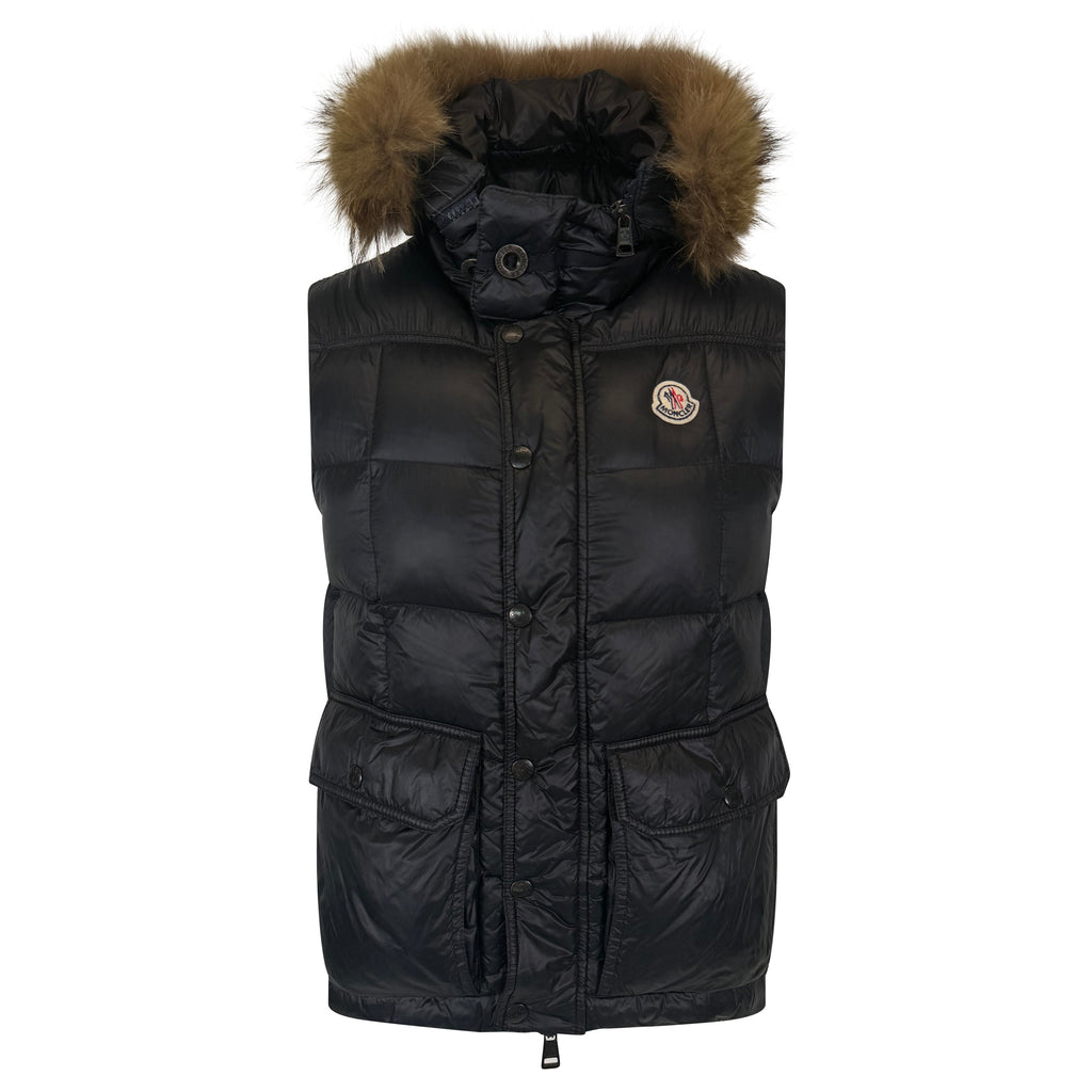 MONCLER NAVY FUR GILET - SIZE 2 (Fits Small) | PRE OWNED - Affluent ArchivesUsed HIGH END DESIGNER CLOTHING
