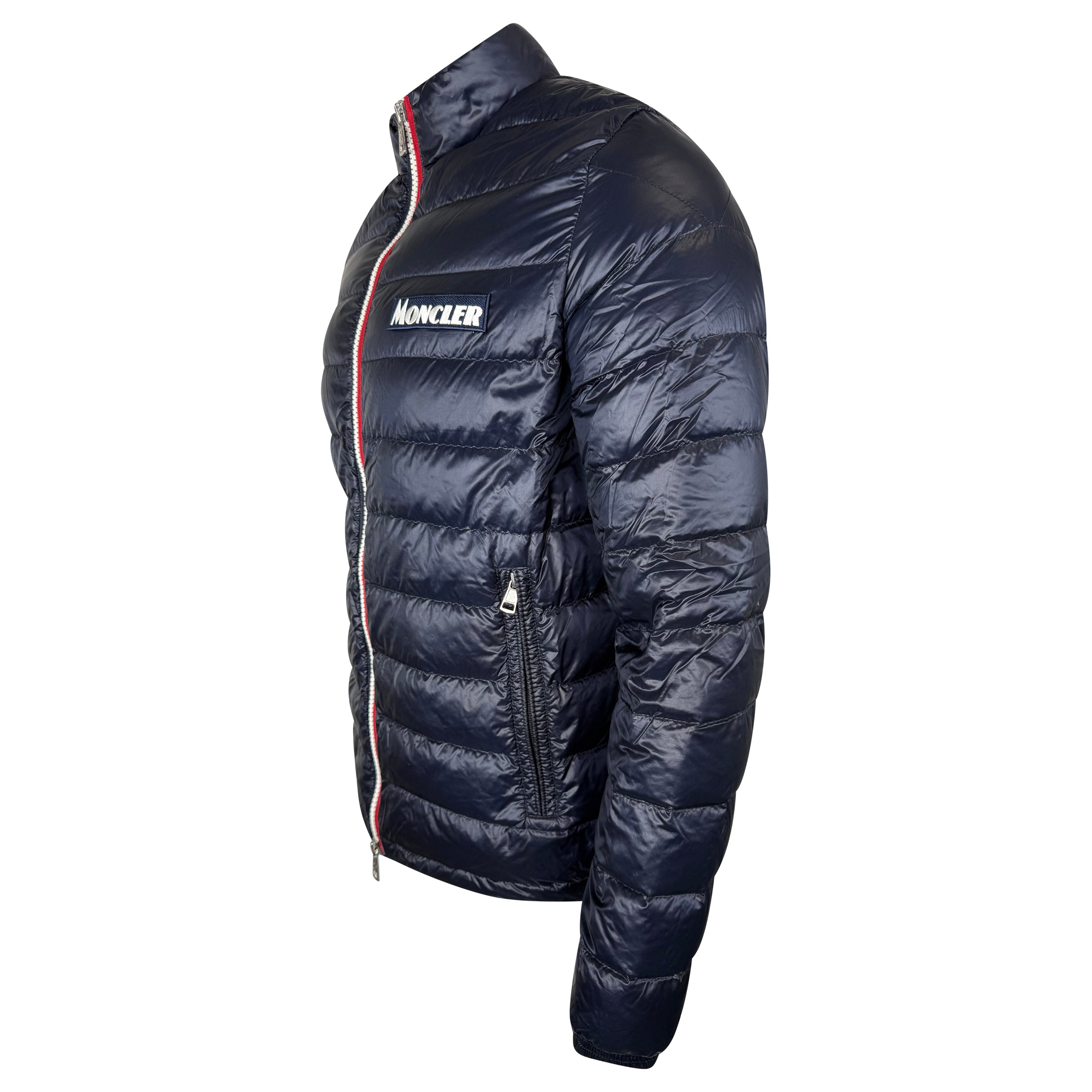 MONCLER QUILTED DOWN JACKET NAVY - SIZE 4 (Fits L) - Affluent ArchivesUsed HIGH END DESIGNER CLOTHING