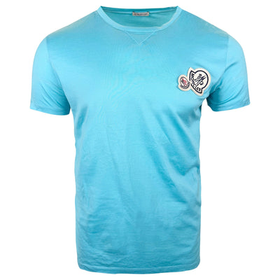 MONCLER T SHIRT LIGHT BLUE T SHIRT - MEDIUM | PRE OWNED - Affluent ArchivesUsed HIGH END DESIGNER CLOTHING