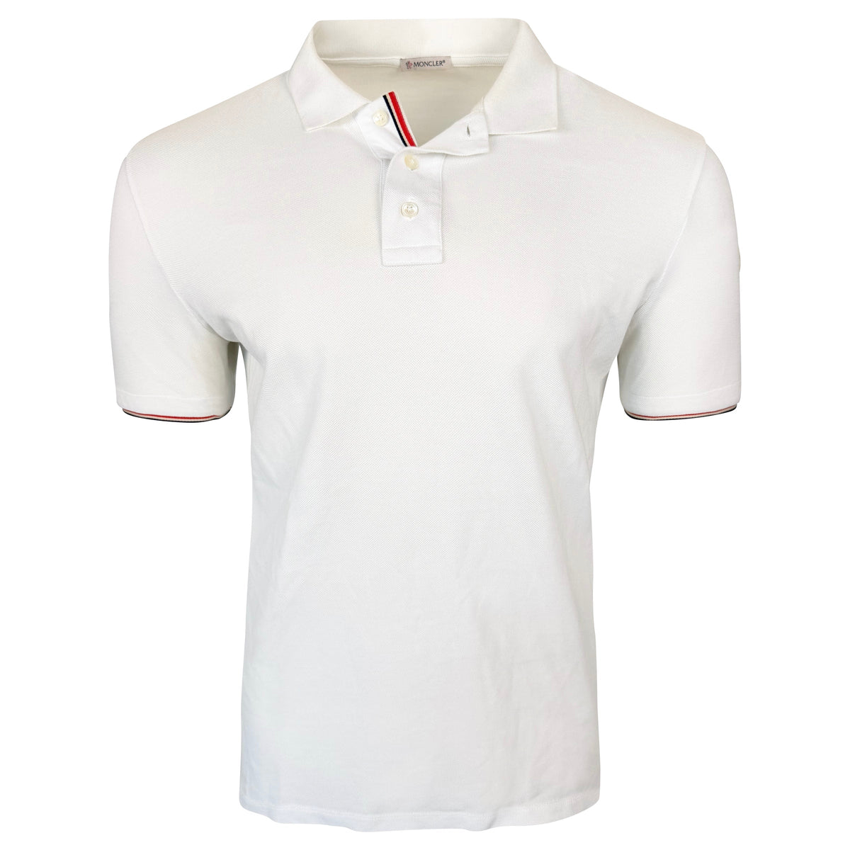 MONCLER WHITE MAGLIA POLO - LARGE | PRE OWNED - Affluent ArchivesUsed HIGH END DESIGNER CLOTHING