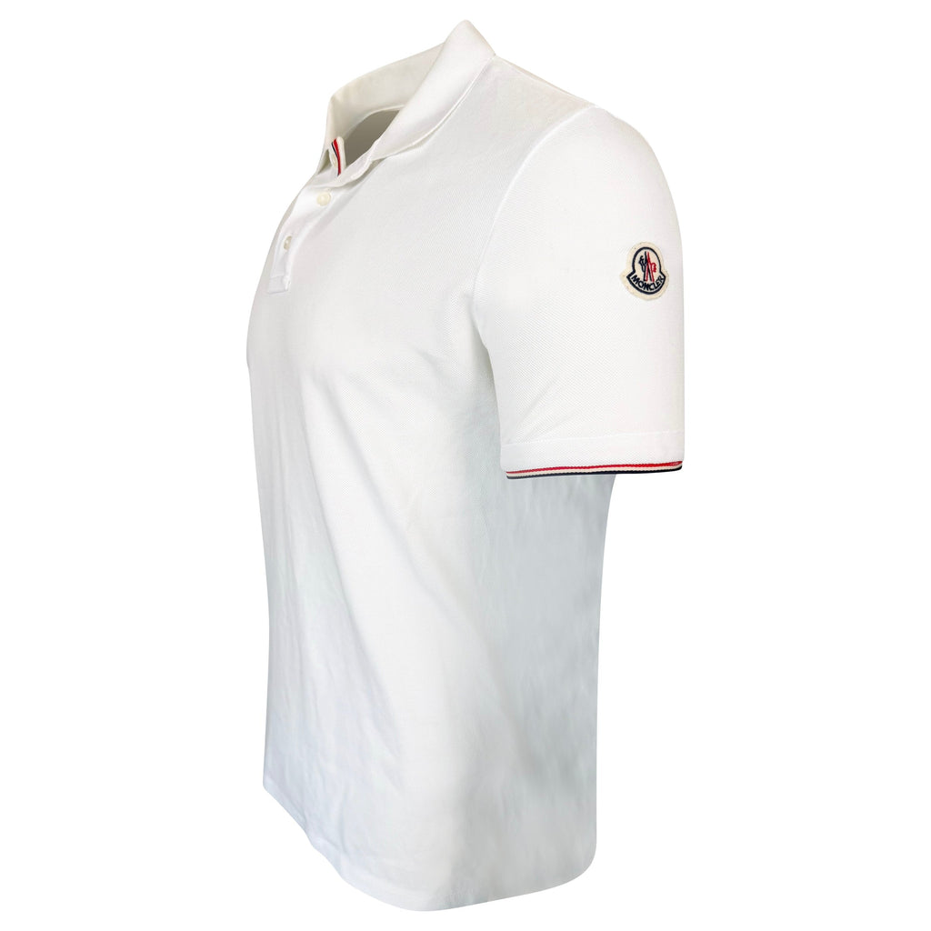 MONCLER WHITE MAGLIA POLO - LARGE | PRE OWNED - Affluent ArchivesUsed HIGH END DESIGNER CLOTHING