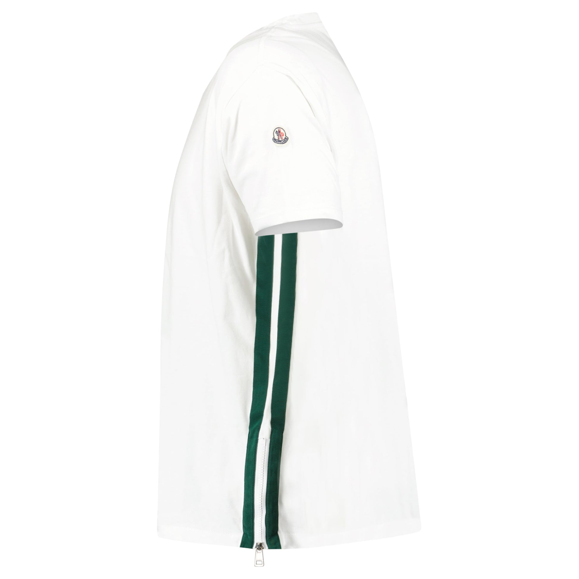 MONCLER WHITE MAGLIA ZIP T SHIRT - LARGE (Fits M) - Affluent ArchivesUsed HIGH END DESIGNER CLOTHING