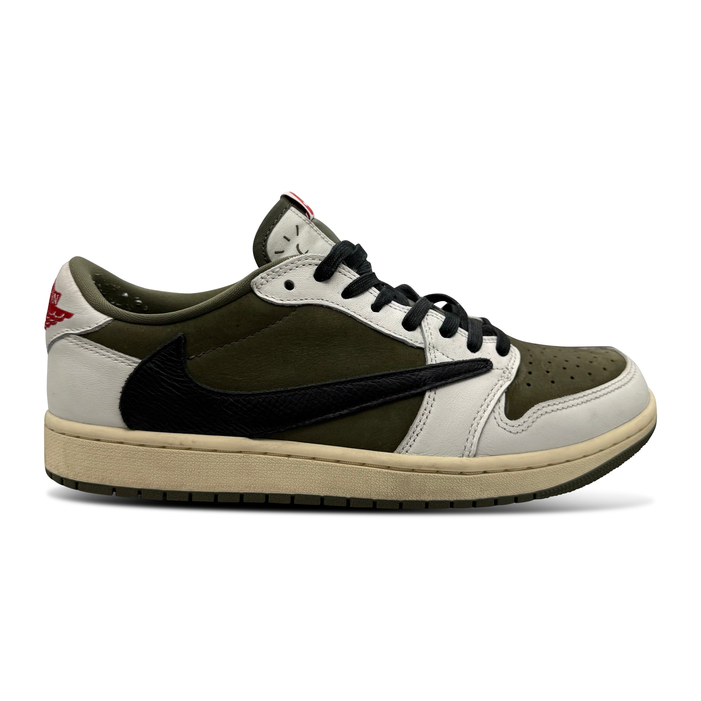 NIKE TRAVIS SCOTT X AIR JORDAN 1 REVERSE OLIVE TRAINER - UK 9.5 - Affluent ArchivesUsed HIGH END DESIGNER CLOTHING