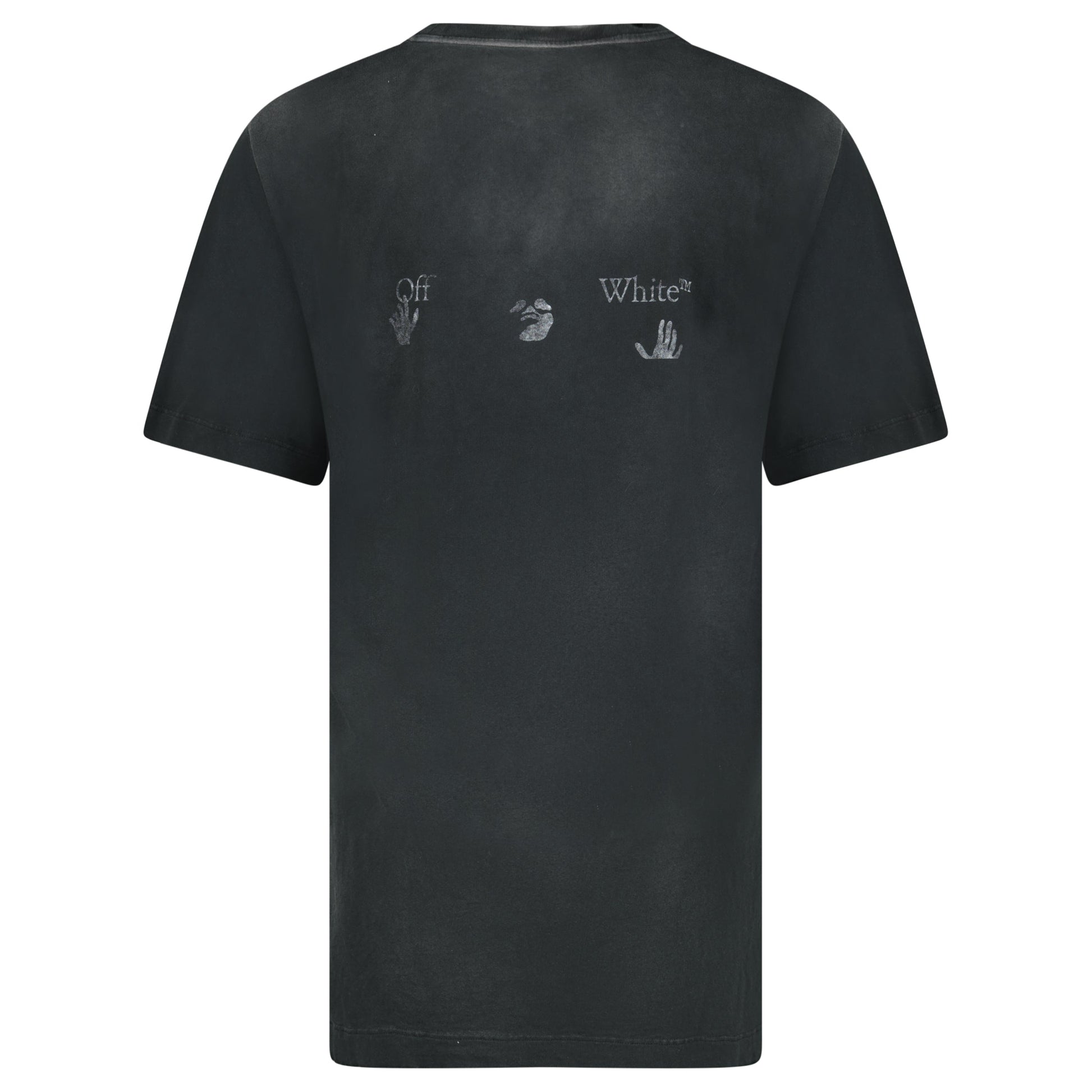 OFF WHITE BLACK DISTRESSED T SHIRT - XL (Fits XXL) - Affluent ArchivesUsed HIGH END DESIGNER CLOTHING
