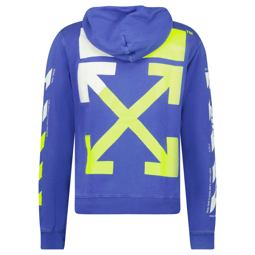 OFF WHITE HOODIE BLUE - MEDIUM - Affluent ArchivesUsed HIGH END DESIGNER CLOTHING