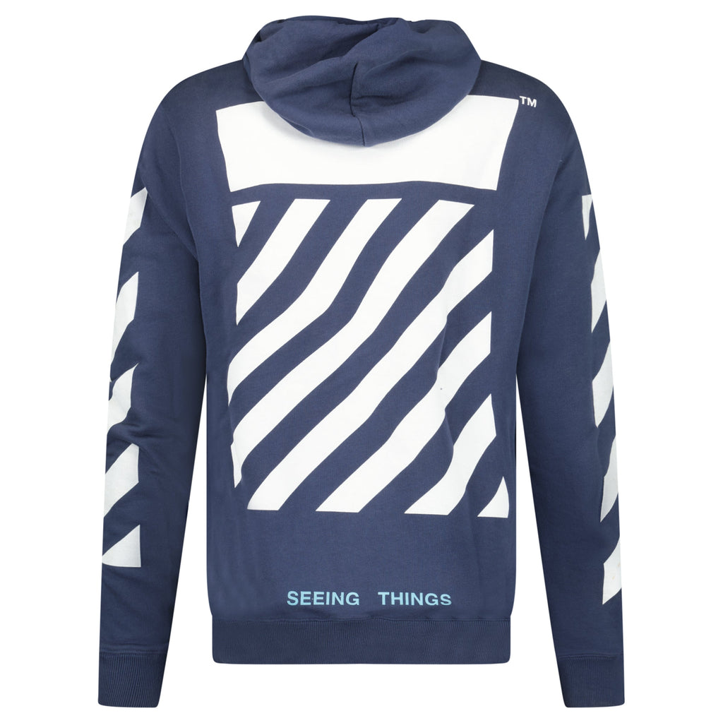OFF WHITE HOODIE BLUE - SMALL (Fits Size Large) - Affluent ArchivesUsed HIGH END DESIGNER CLOTHING