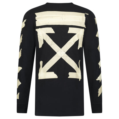 OFF WHITE LONG SLEEVED BLACK LOGO T SHIRT - MEDIUM - Affluent ArchivesUsed HIGH END DESIGNER CLOTHING