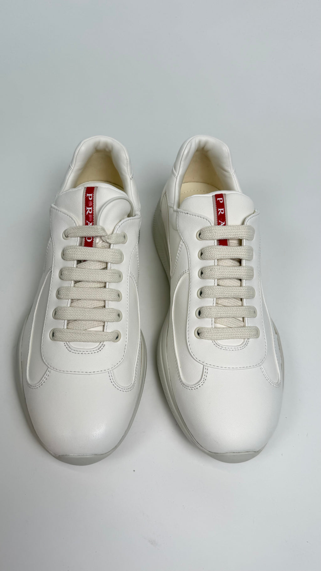 PRADA AMERICAS CUP TRAINERS WHITE - UK 7.5 (Fit 8.5) | NEW - Affluent ArchivesUsed HIGH END DESIGNER CLOTHING