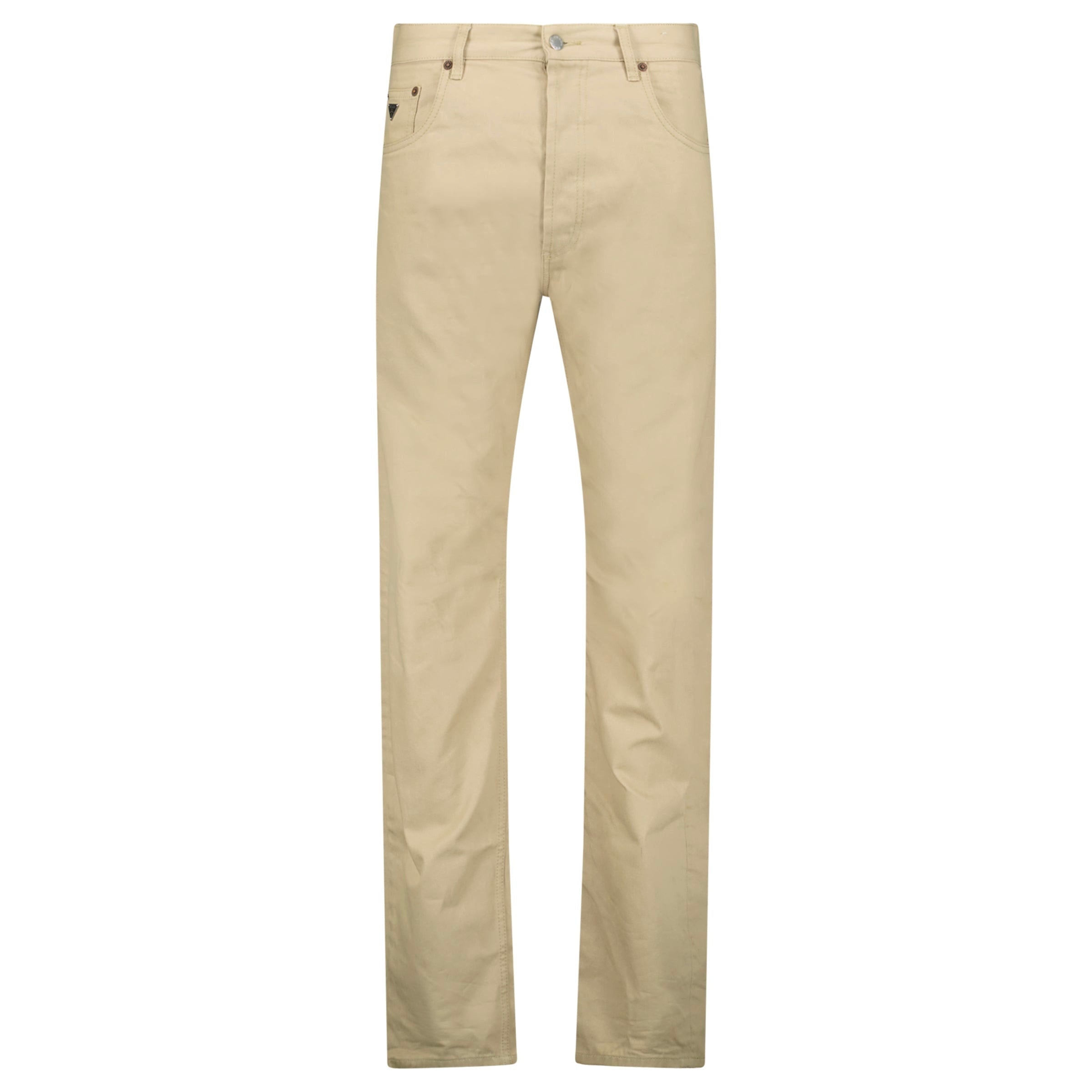 PRADA BEIGE LOGO JEANS - 32W/32L | PRE OWNED - Affluent ArchivesUsed HIGH END DESIGNER CLOTHING