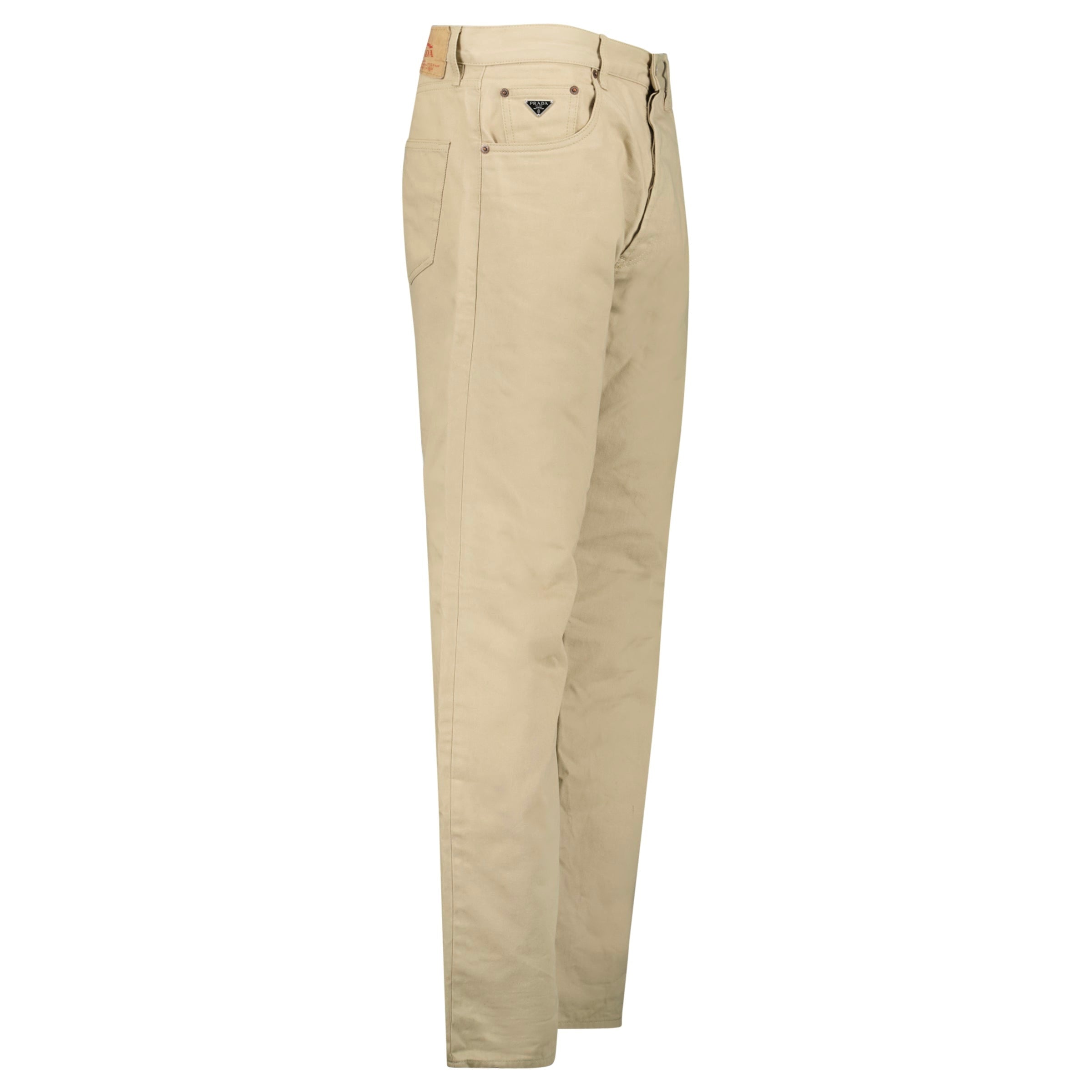 PRADA BEIGE LOGO JEANS - 32W/32L | PRE OWNED - Affluent ArchivesUsed HIGH END DESIGNER CLOTHING